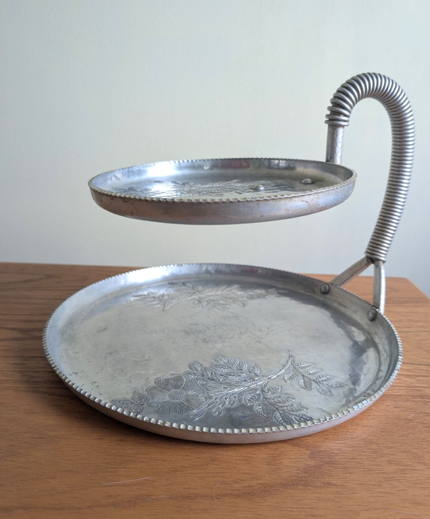 Two Tier Hammered Aluminum Tray