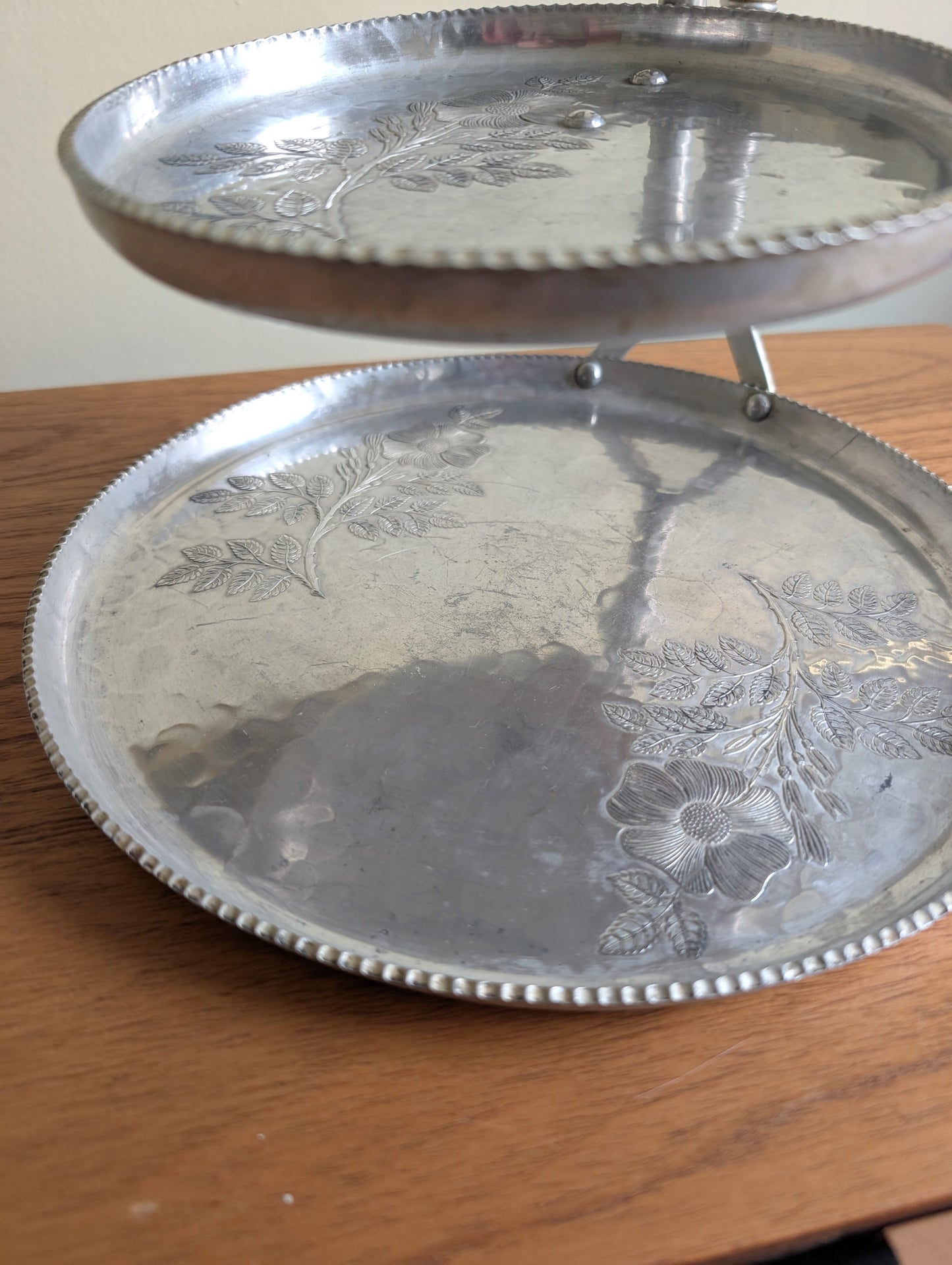 Two Tier Hammered Aluminum Tray