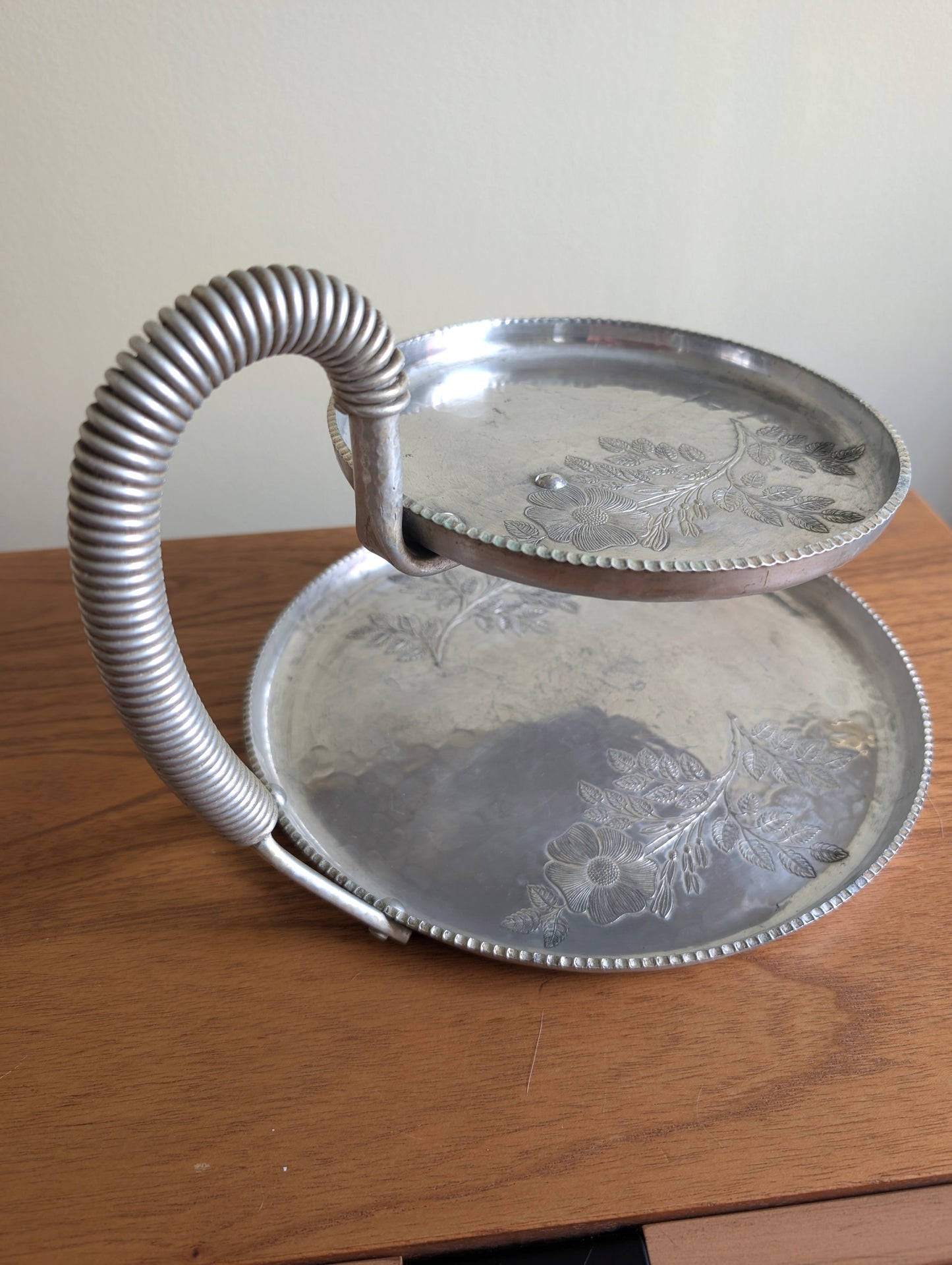 Two Tier Hammered Aluminum Tray