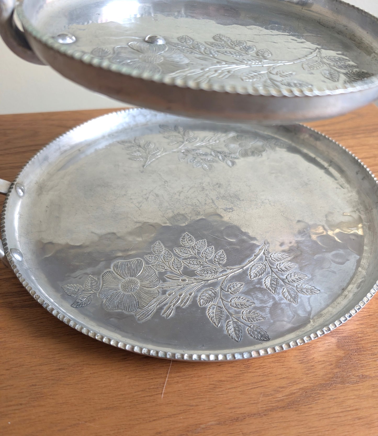 Two Tier Hammered Aluminum Tray
