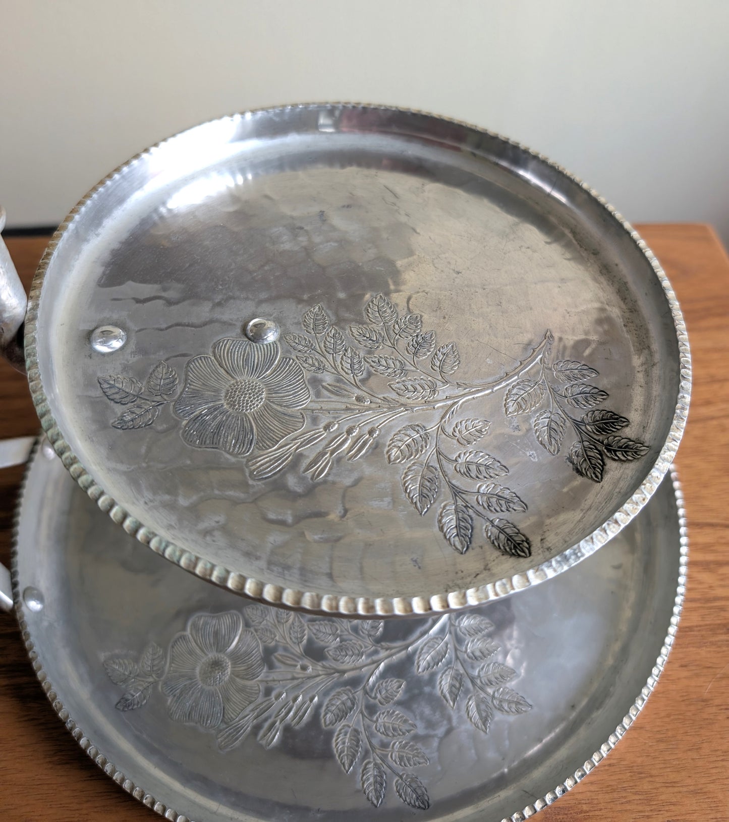 Two Tier Hammered Aluminum Tray