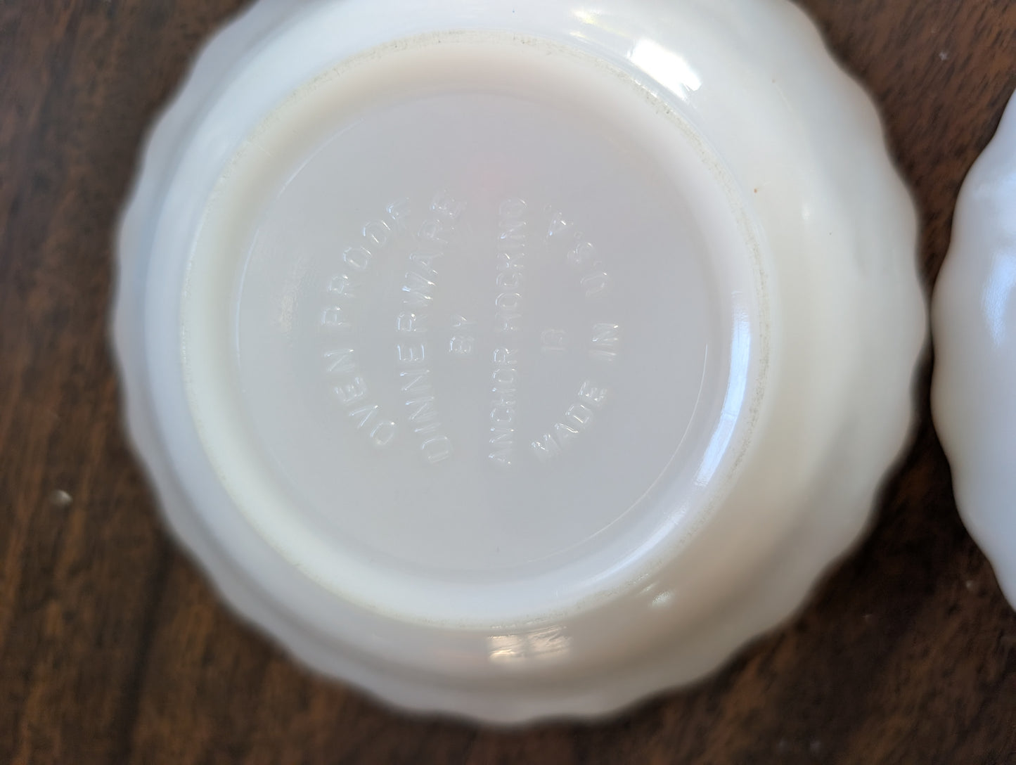 Set of 4 MCM Anchor Hocking Fire King Milk Glass Gold Rim Small Dessert Bowls