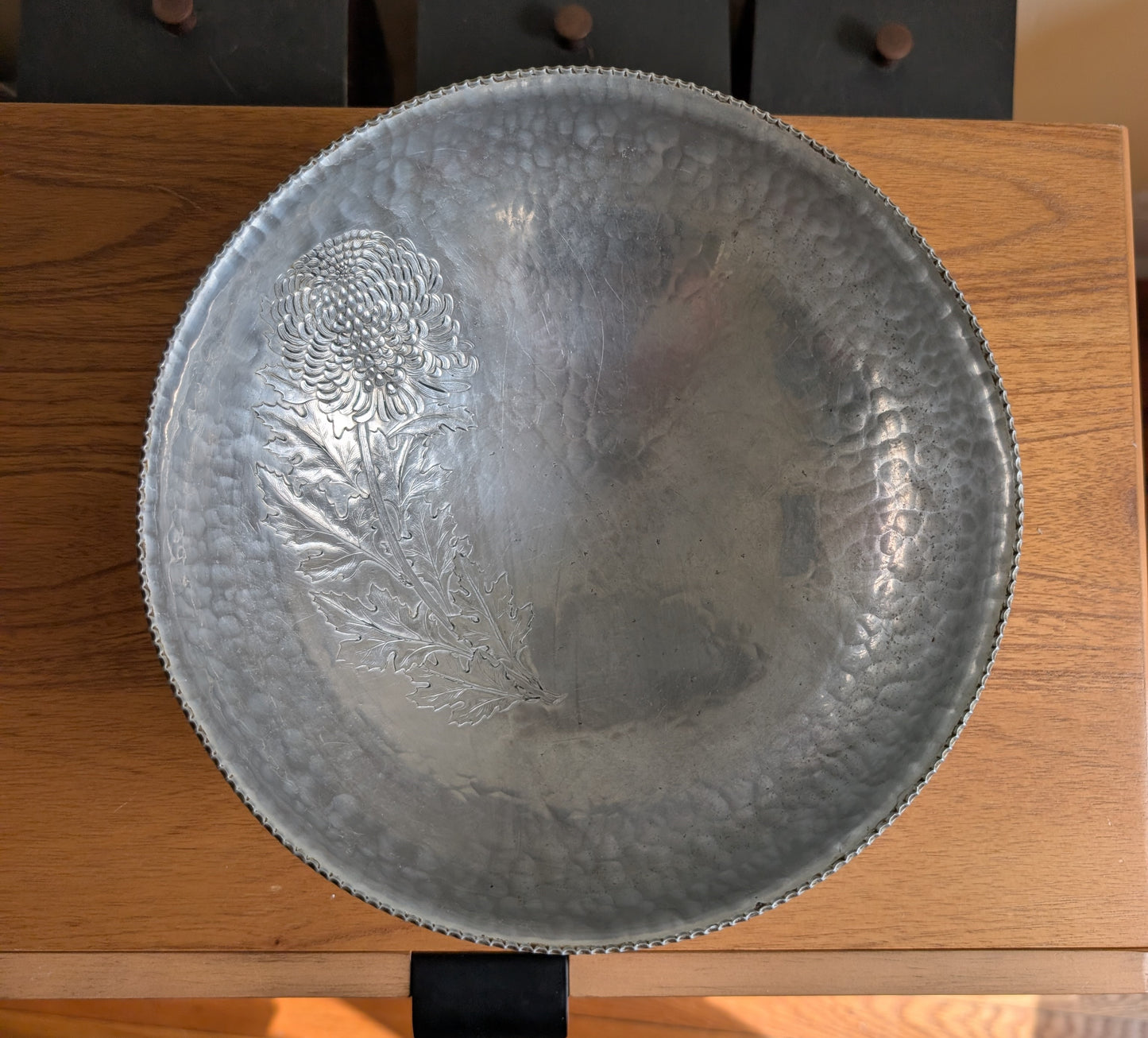 Hammered Aluminum Pedestal Bowl