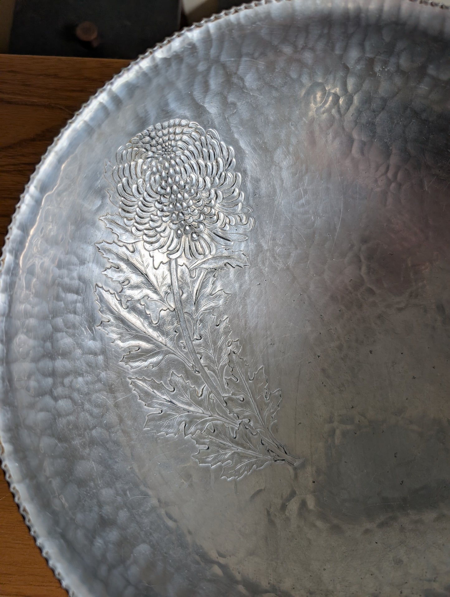 Hammered Aluminum Pedestal Bowl