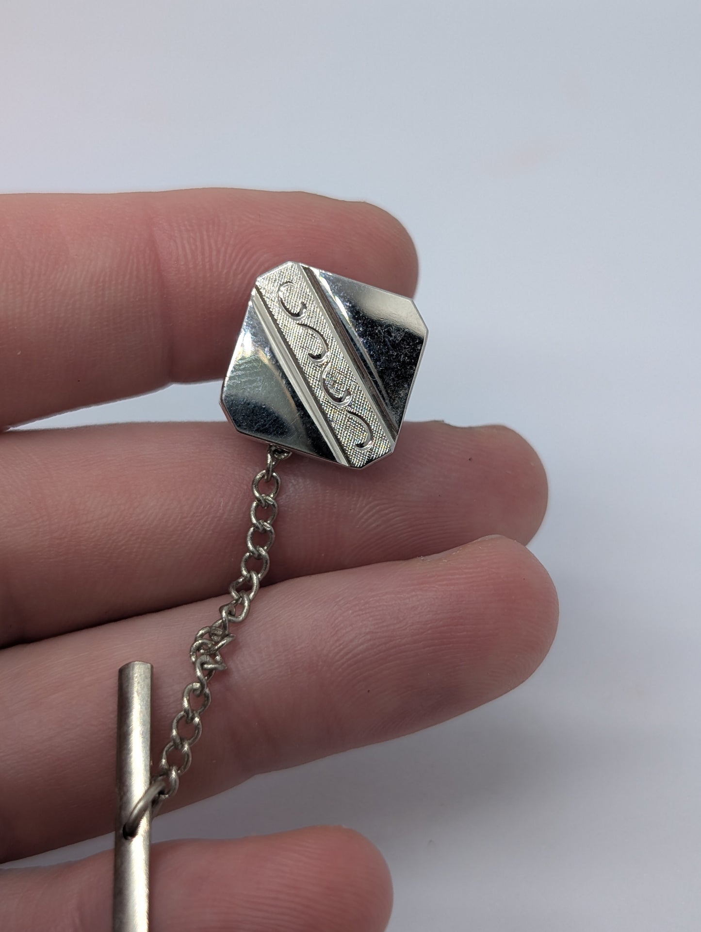 Vintage 80s Silver Tone Tie Tack