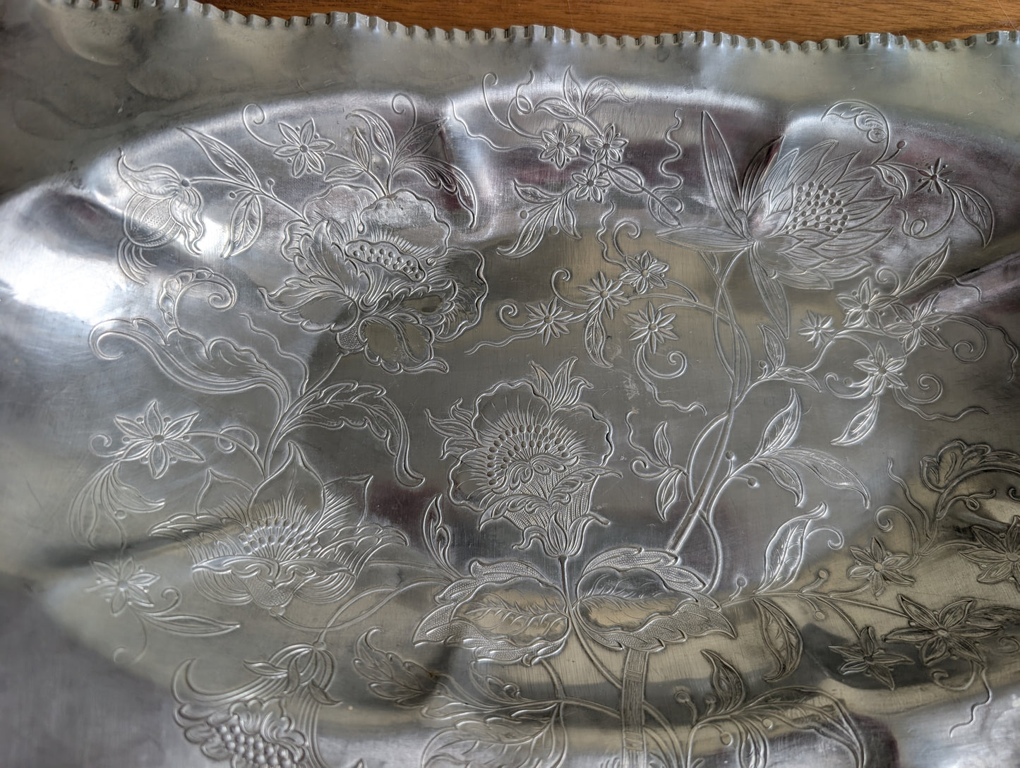 Hammered Aluminum Admiration Rectangular Tray with Wildflowers