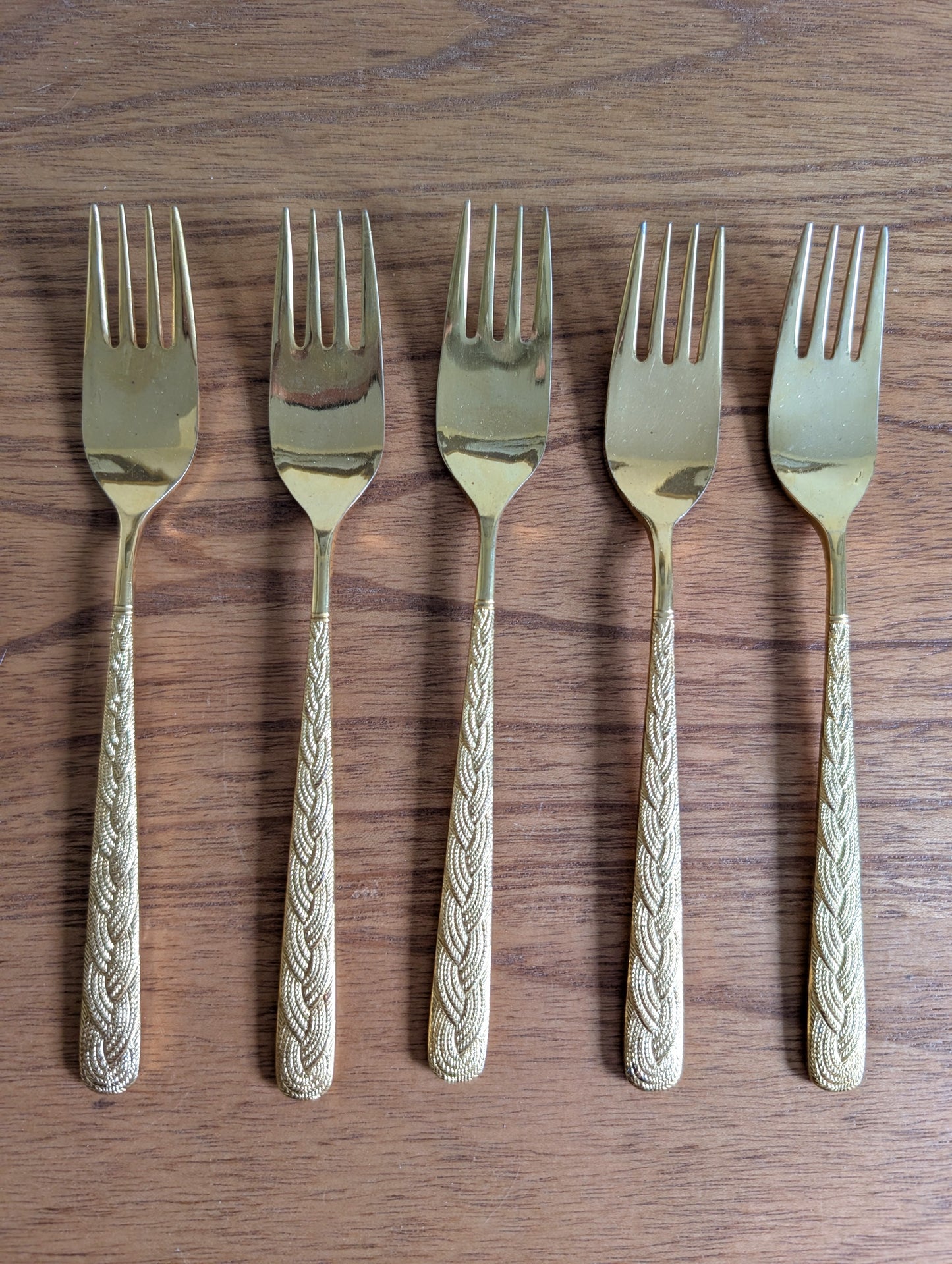Set of Five Alexia Present VIP Gold Plated Salad Forks
