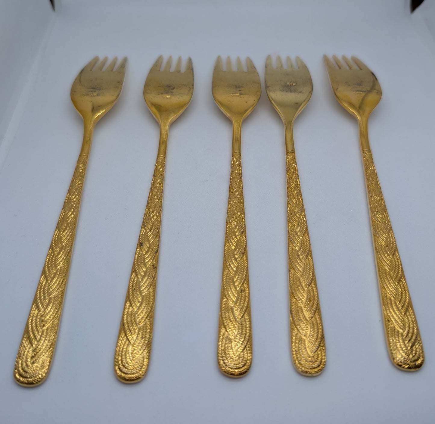 Set of Five Alexia Present VIP Gold Plated Salad Forks