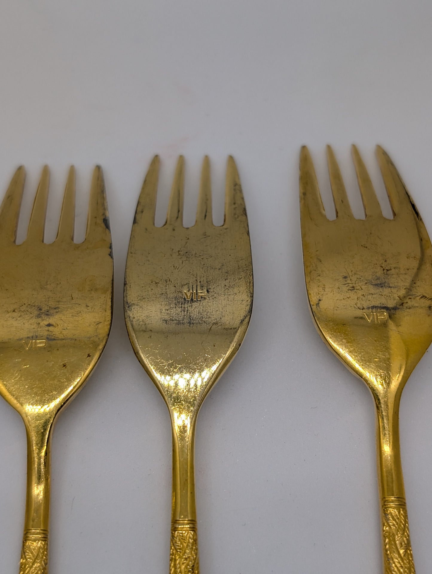 Set of Five Alexia Present VIP Gold Plated Salad Forks