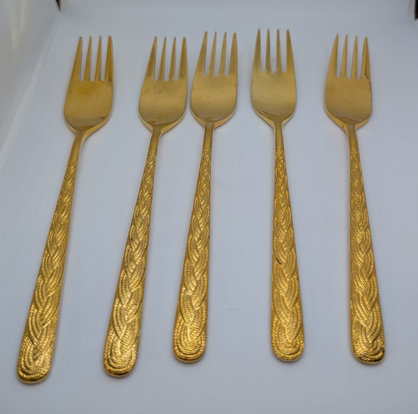 Set of Five Alexia Present VIP Gold Plated Salad Forks