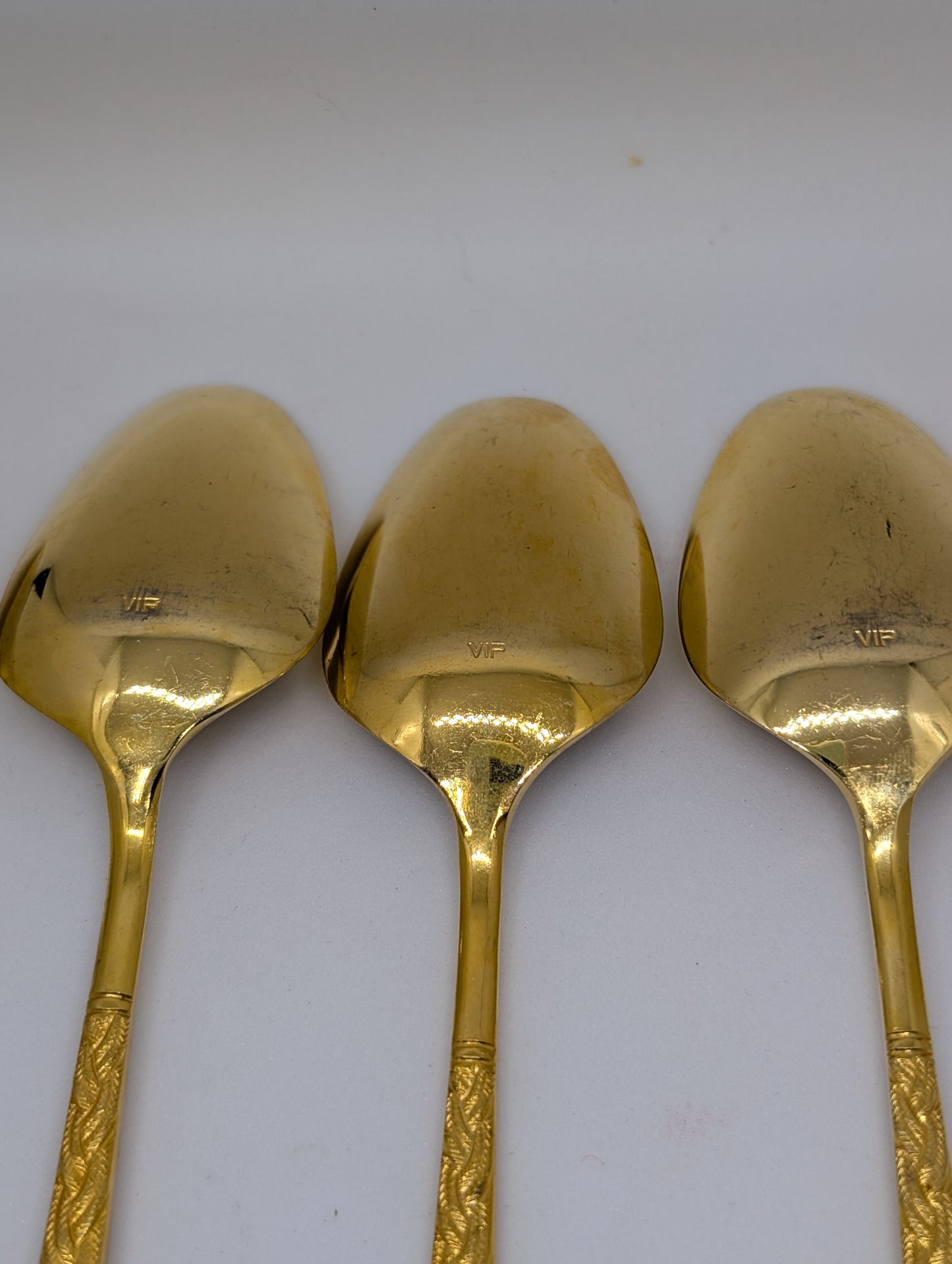 Set of Five Alexia Present VIP Gold Plated Table Spoons