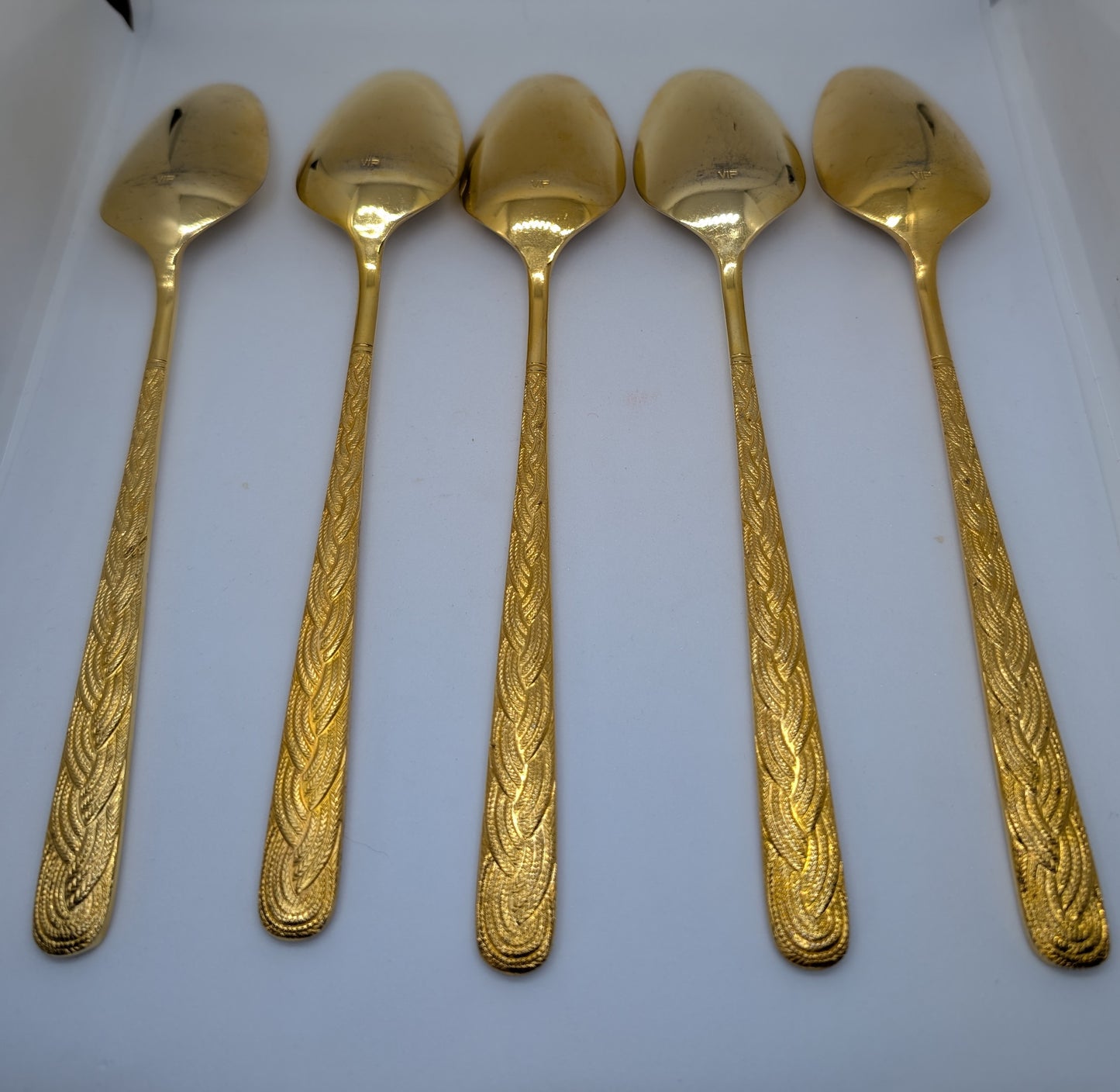 Set of Five Alexia Present VIP Gold Plated Table Spoons