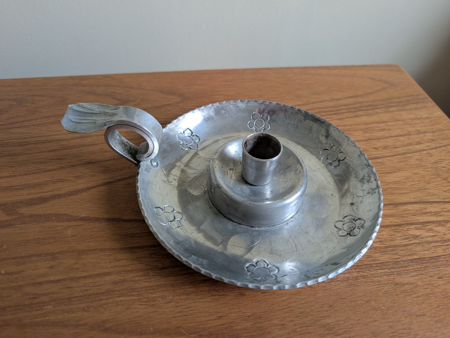 Vintage Rustic Aluminum Candlestick Holder