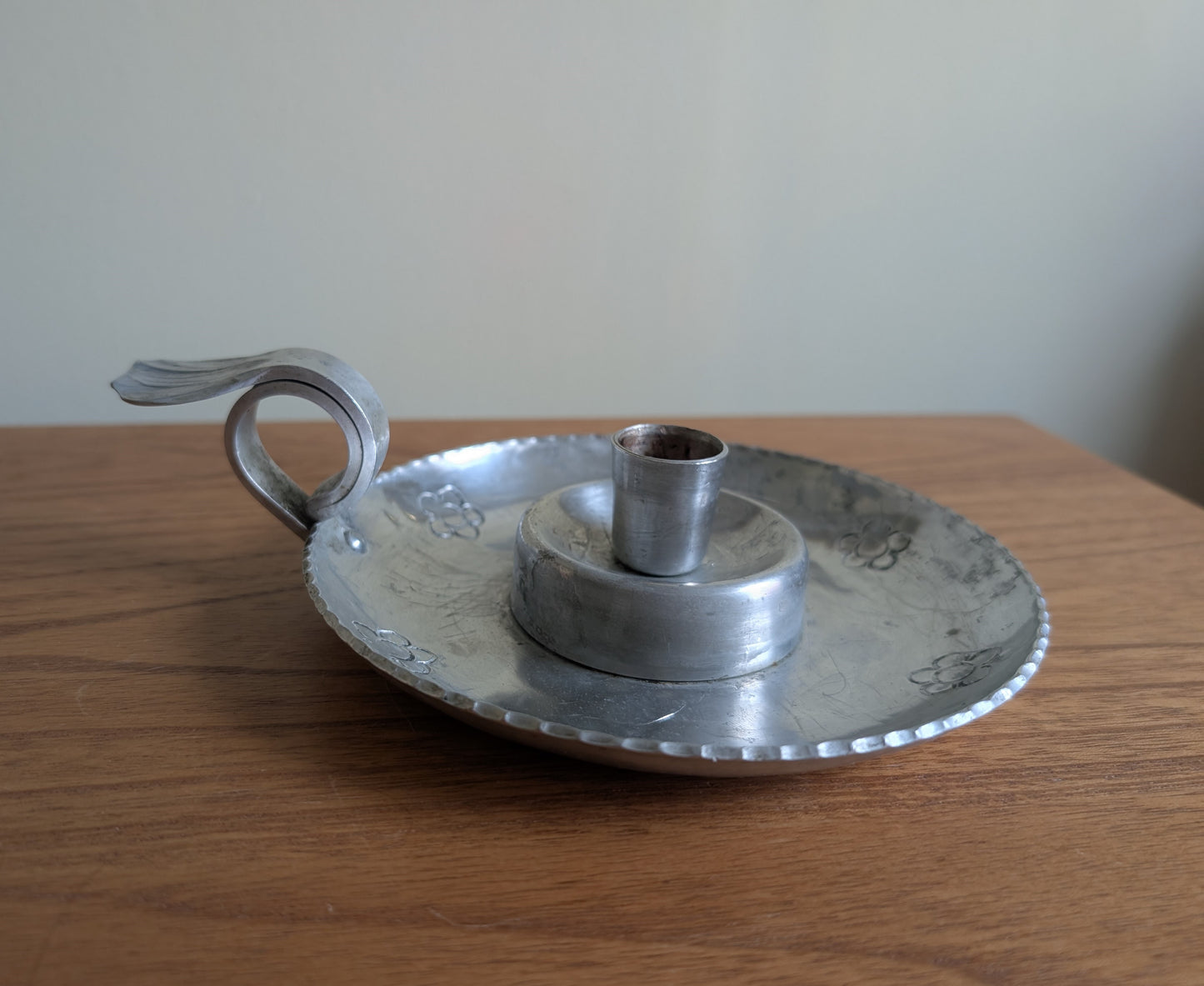 Vintage Rustic Aluminum Candlestick Holder