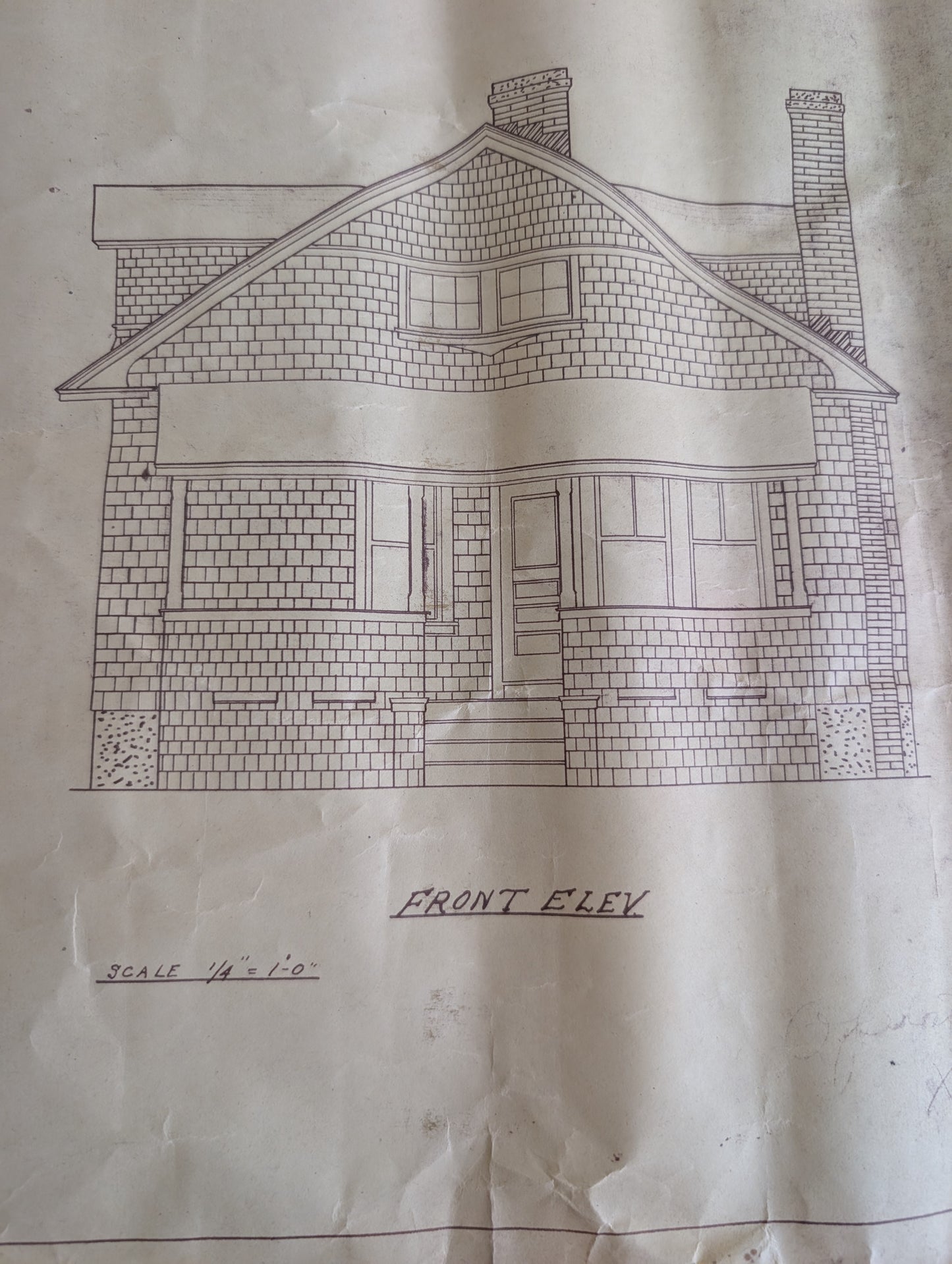 Original Vintage Architectural Drawings MCM Home Bungalow Elevation Plans