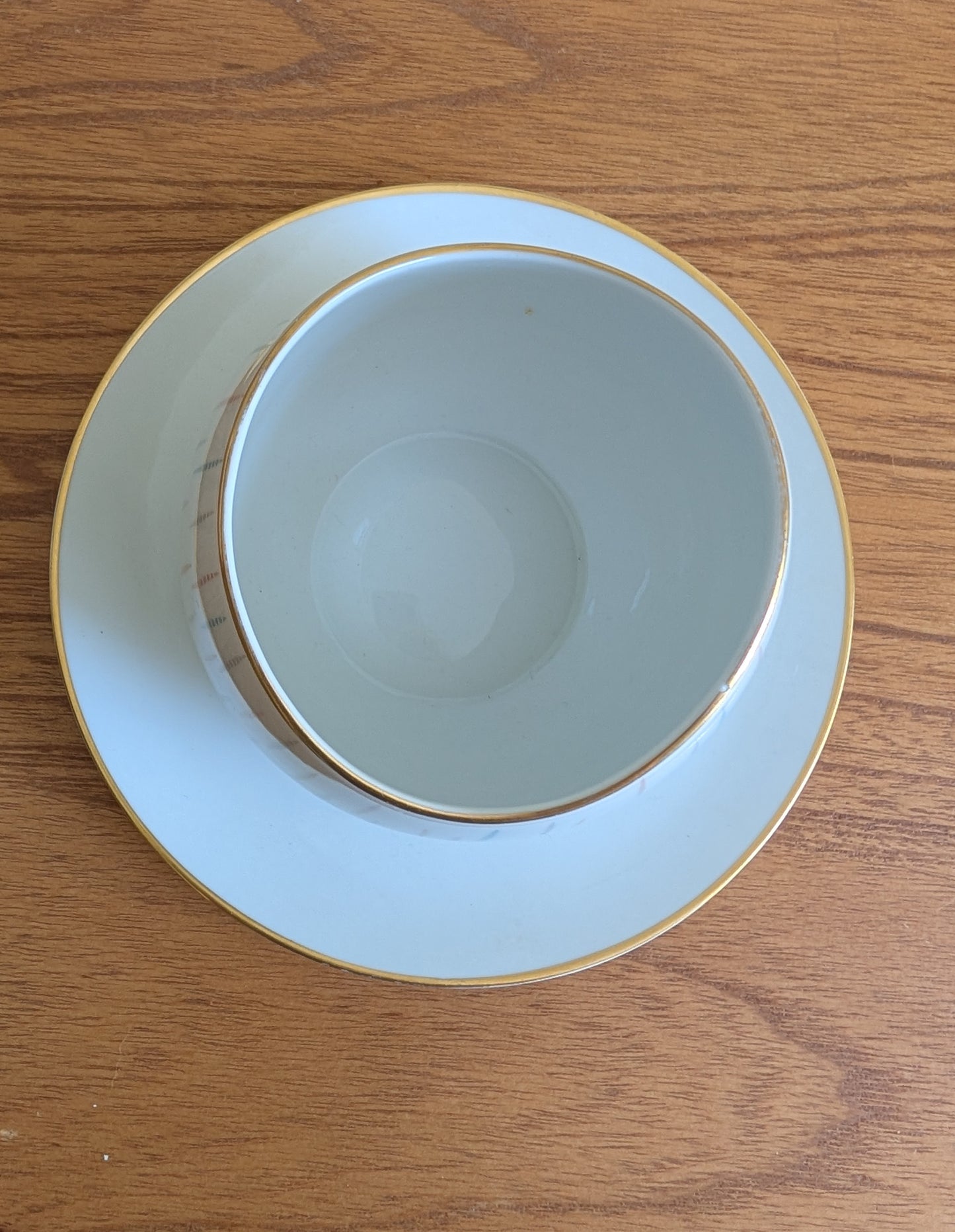 MCM Atomic Platter and Gravy Bowl with Gold Rims