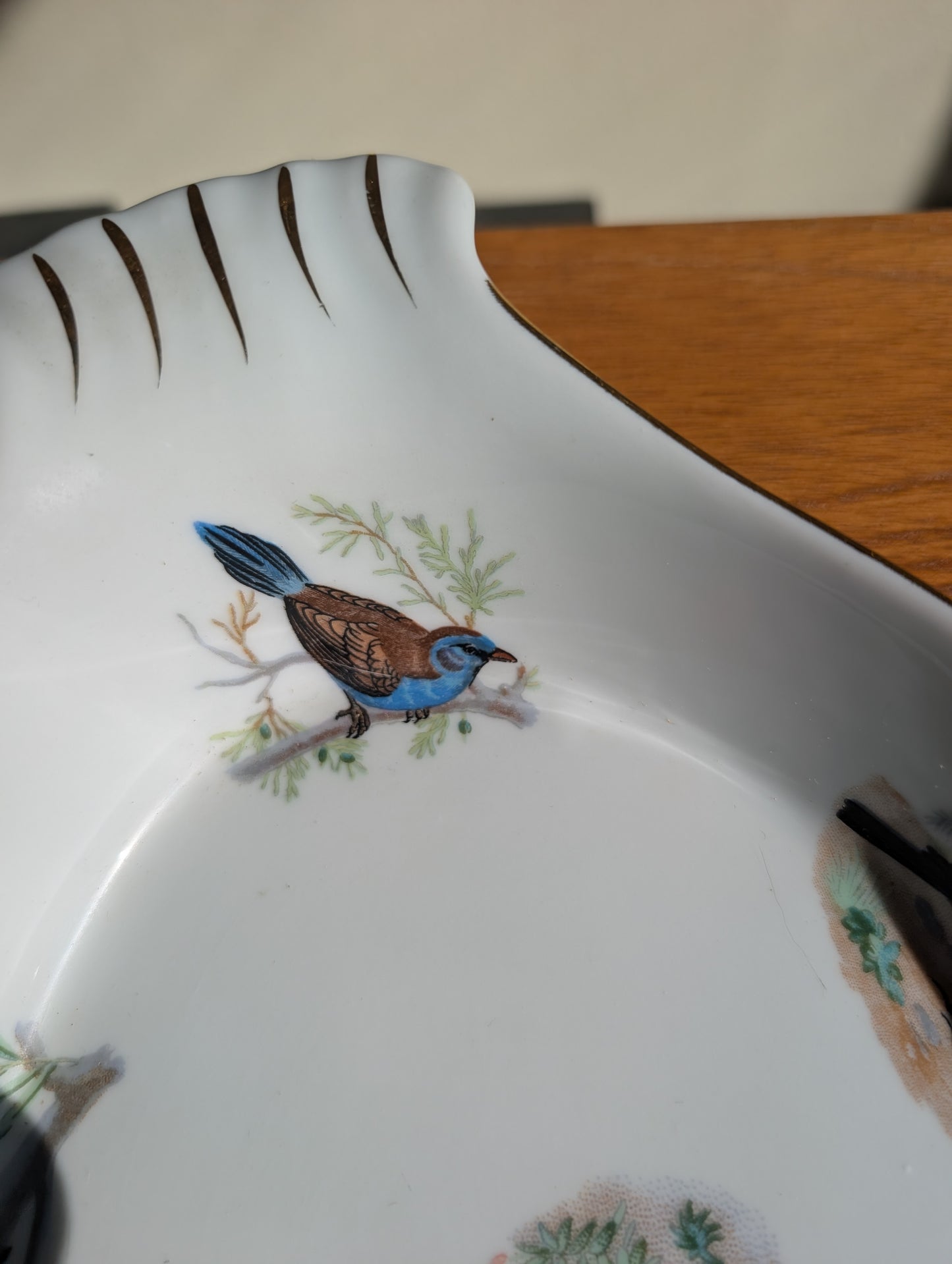 Vintage Louis Lourioux Le Faune Birds Soufflé Casserole Dish Fire Proof Porcelain