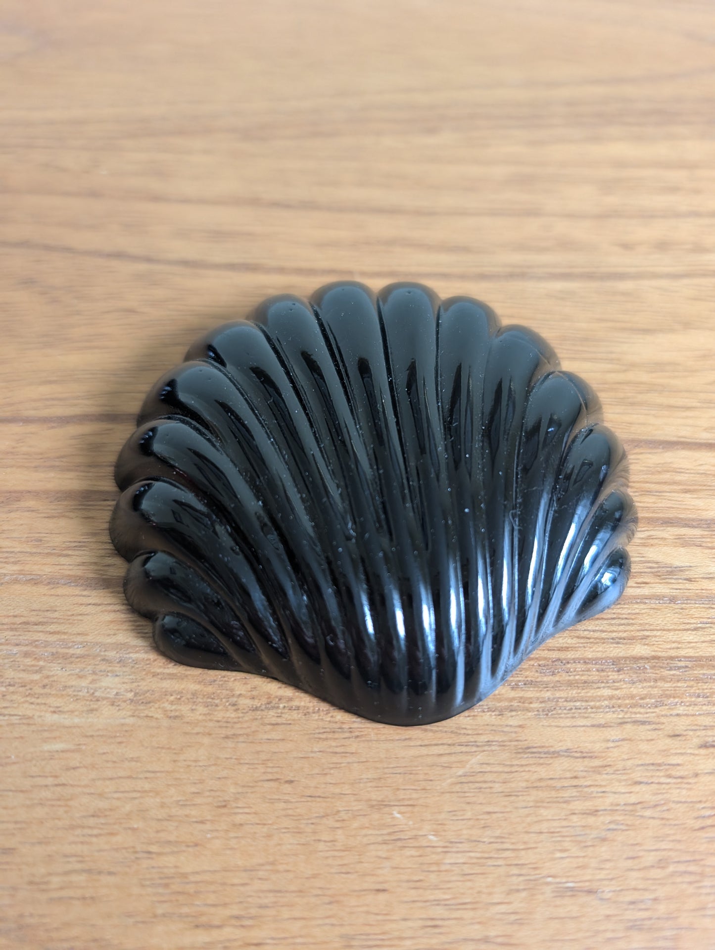 Pair of Black Glass Sea Shells