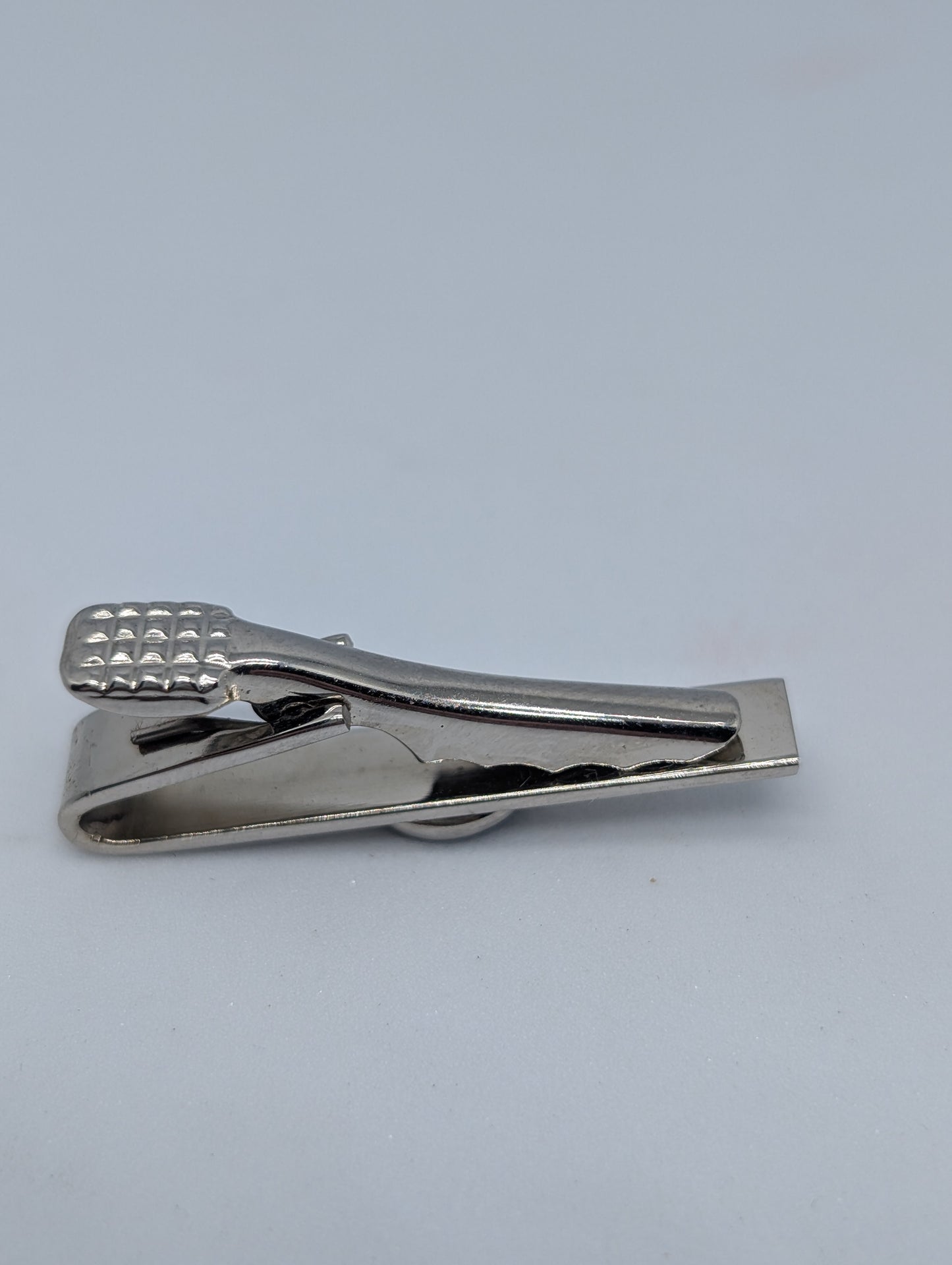 Silver Tone Tie Clip with Black Stone