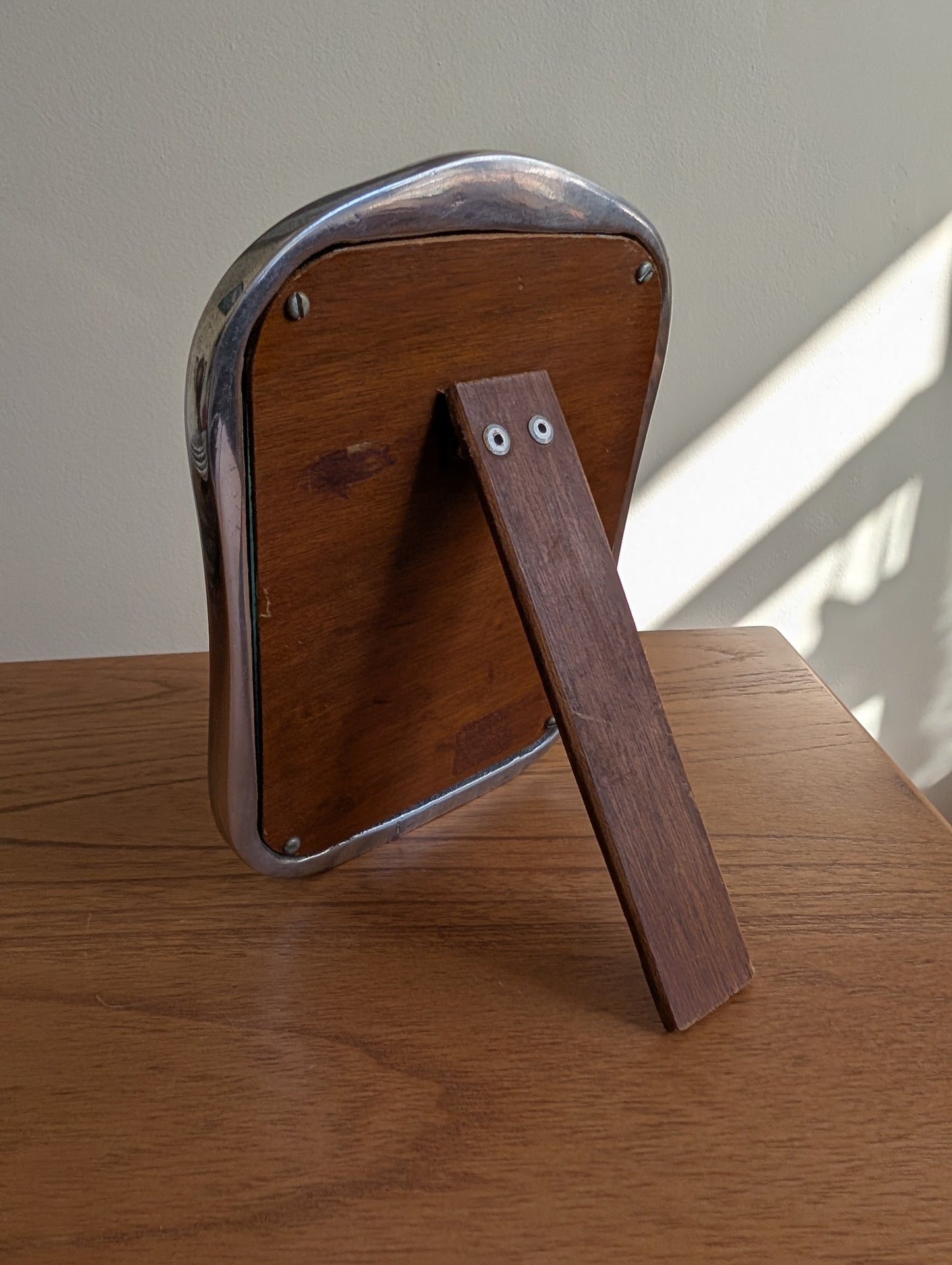 Vintage Silver Plated Picture Frame with Bow and Wooden Back