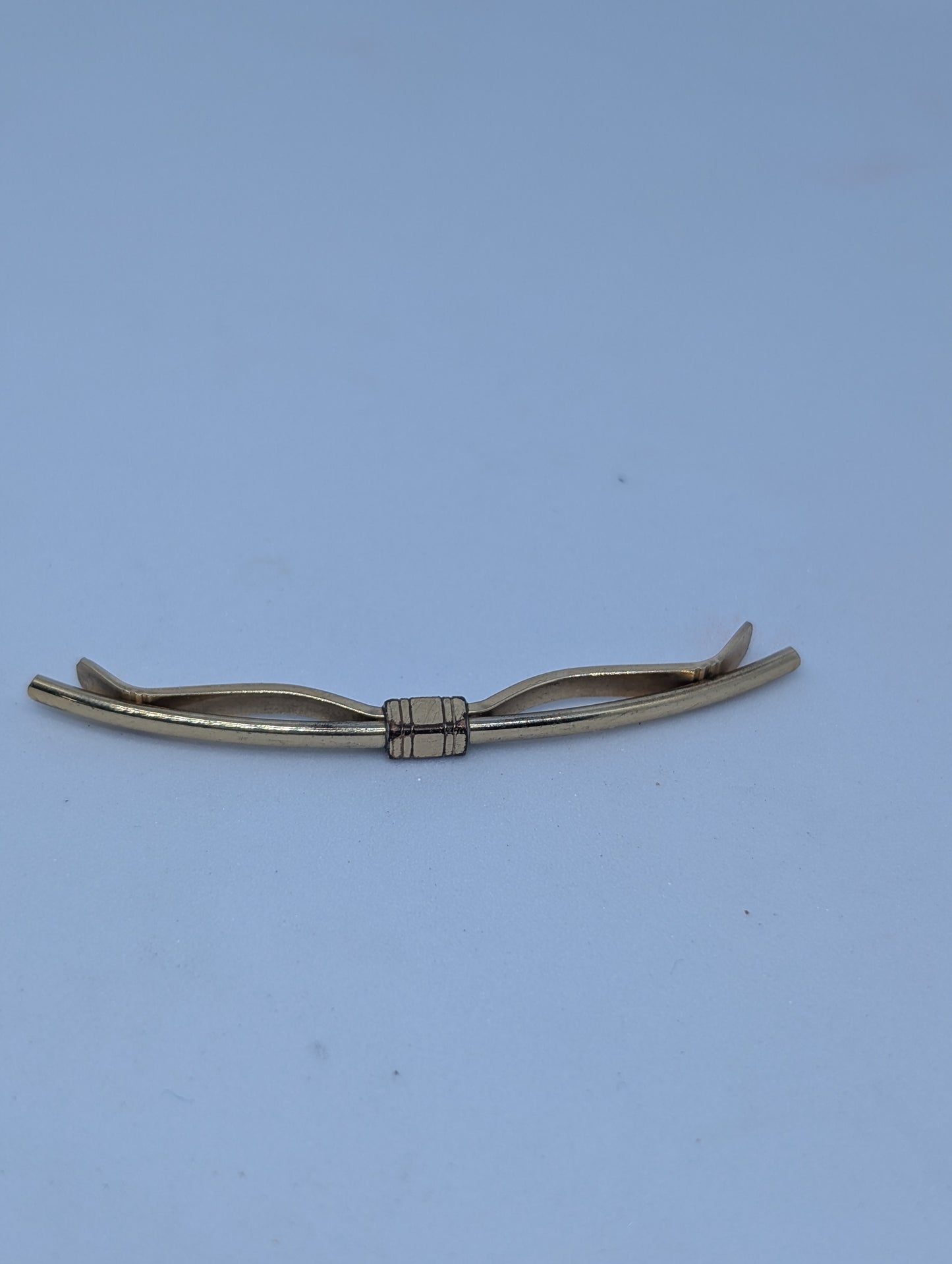 Vintage Silver Kreisler Mid Century Tie Bar 2 Inches Wide Bow Shaped Tie Clip