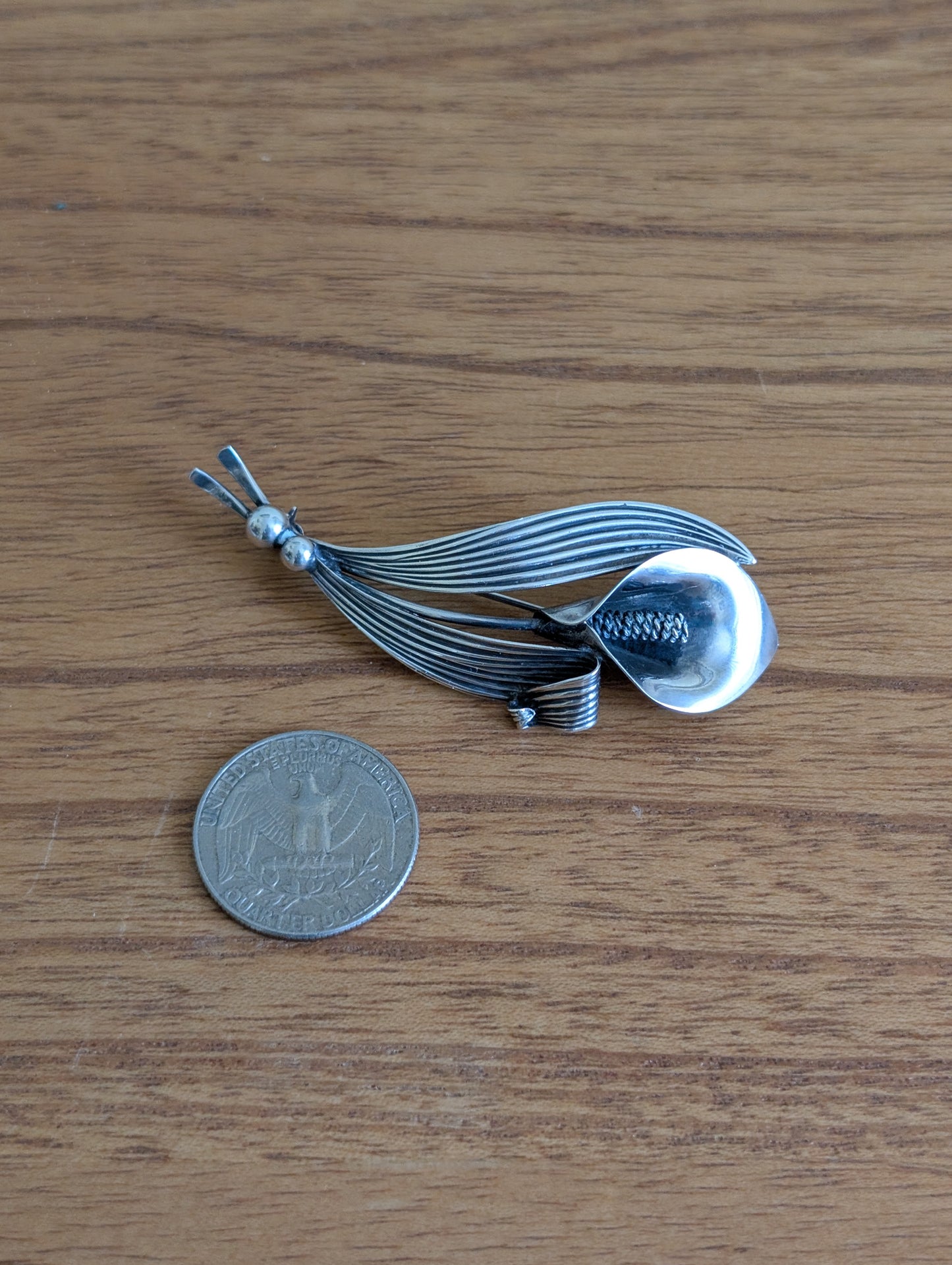 Sterling Calla Lily Pin Brooch