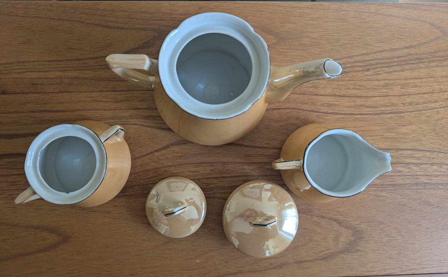 Peach Lustreware Tea Set 15 Pieces service for 4