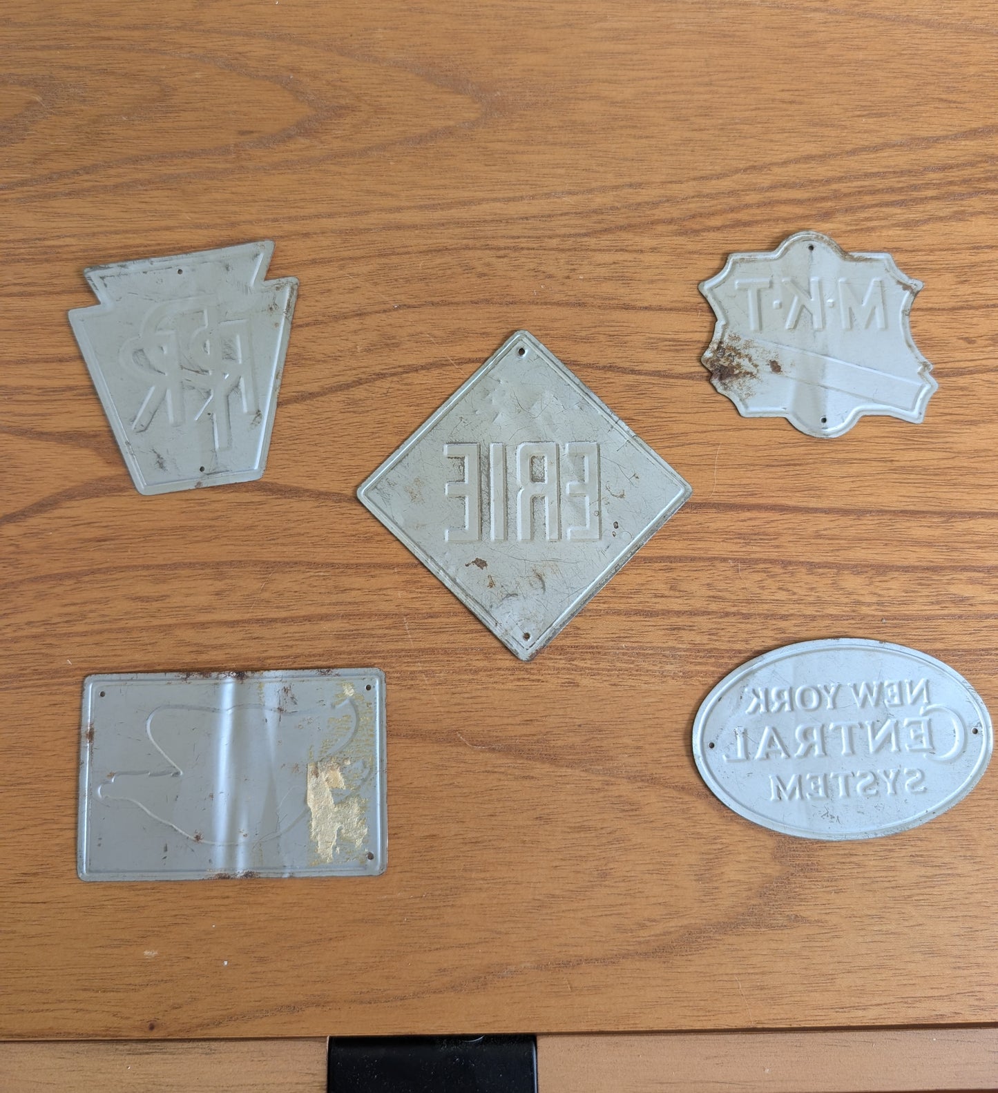 5 Tin Railroad Signs from 1950s
