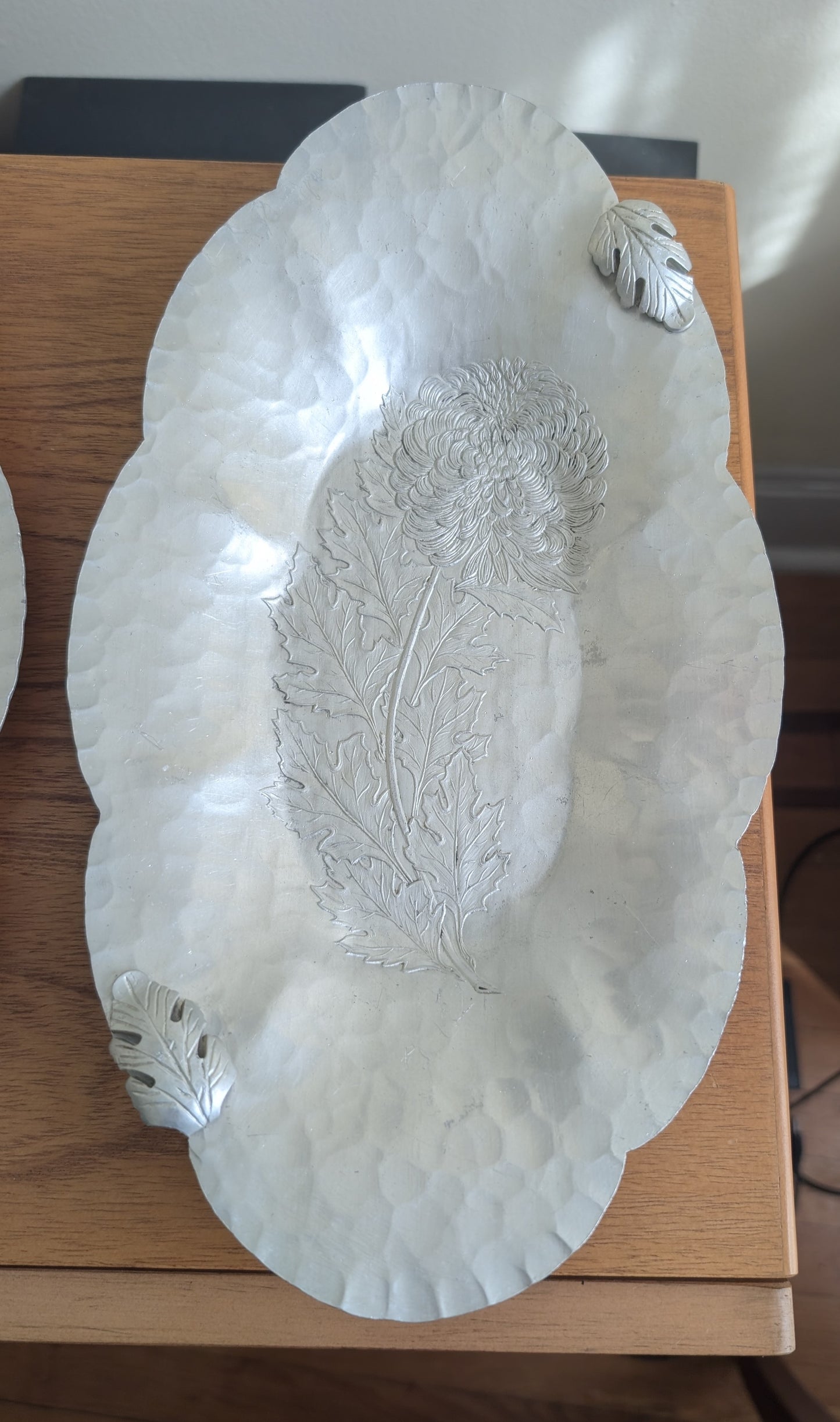 Three Hammered Aluminum Chrysanthemum Trays