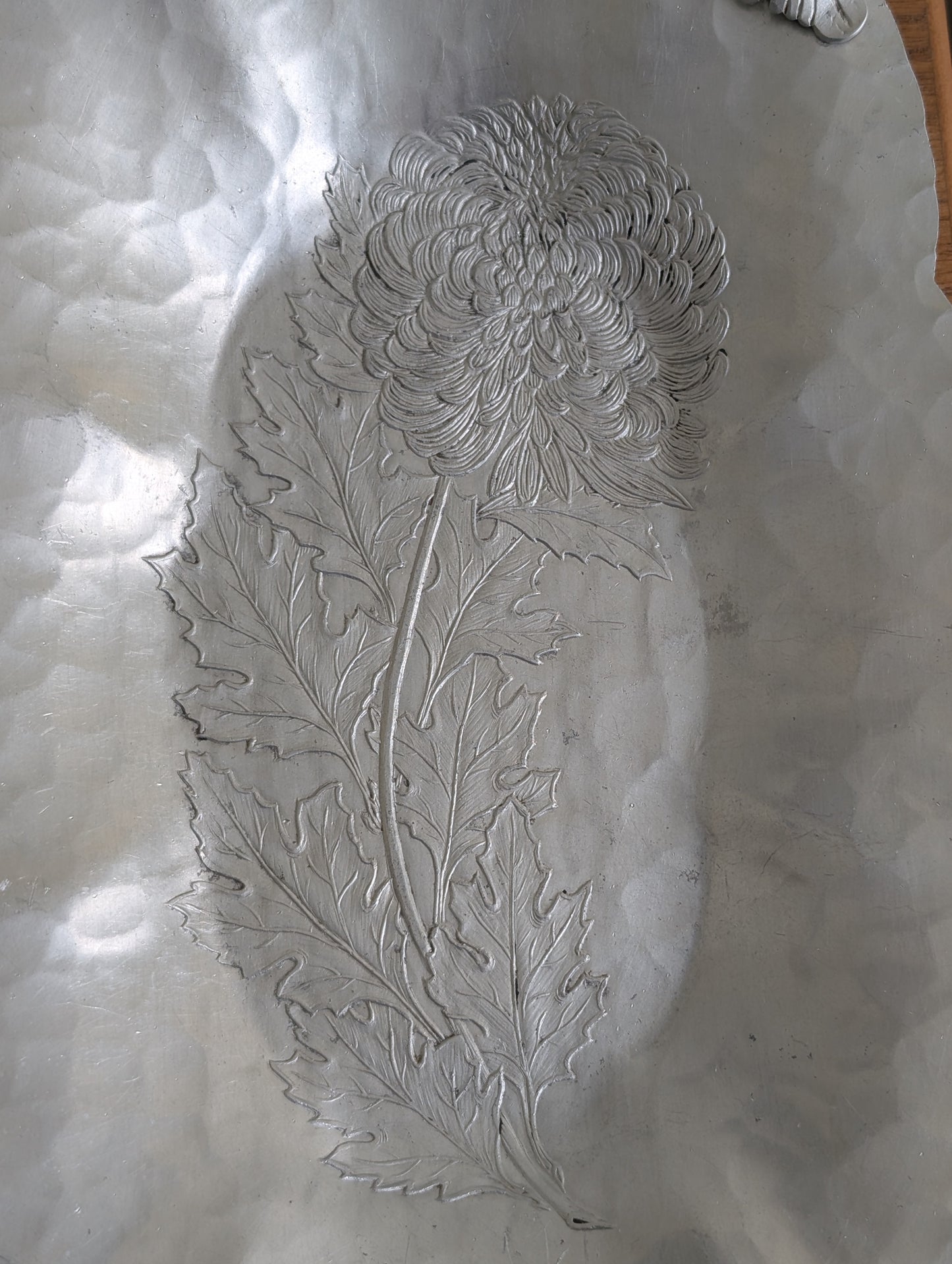 Three Hammered Aluminum Chrysanthemum Trays