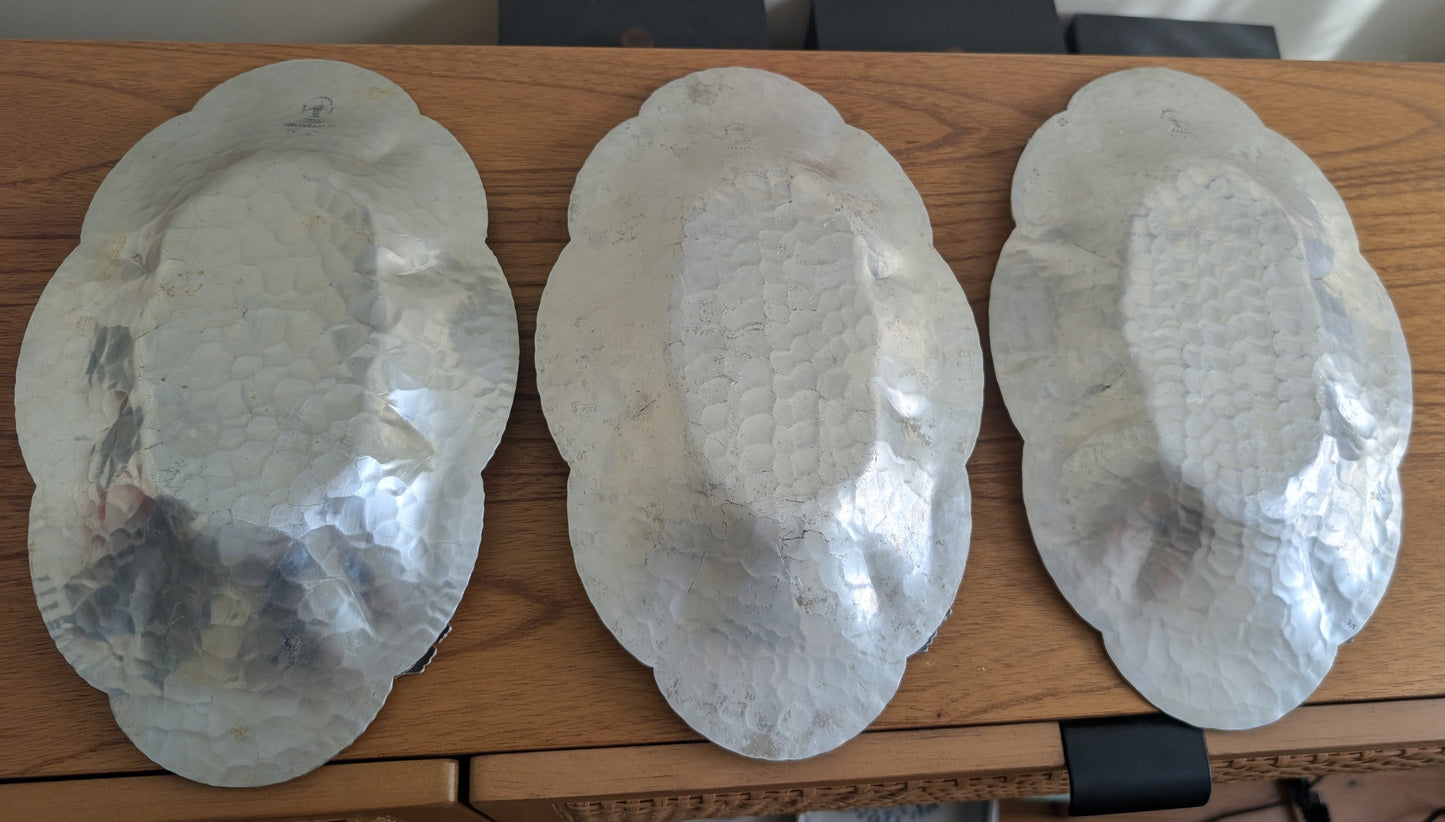 Three Hammered Aluminum Chrysanthemum Trays