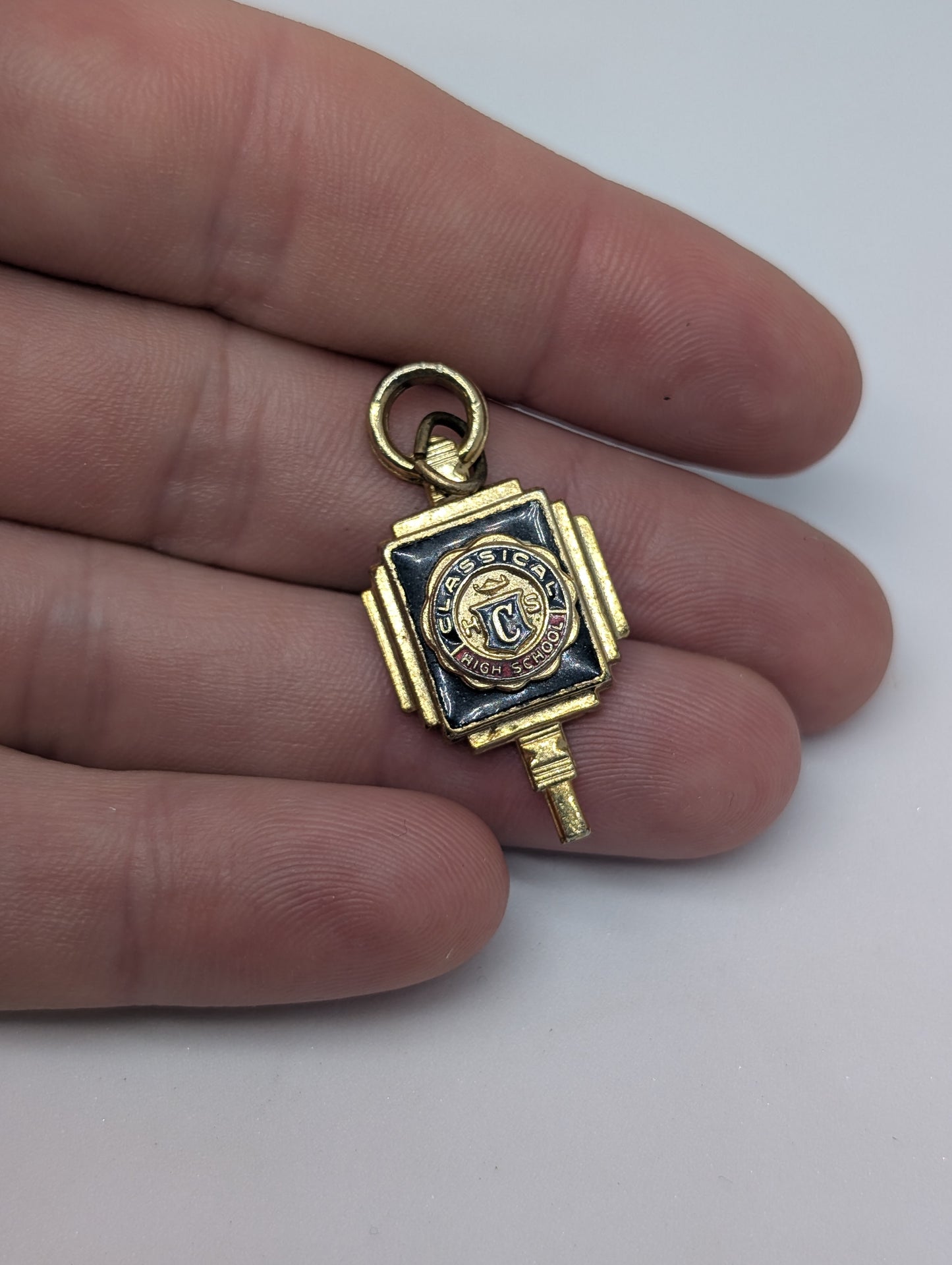 Classical High School Rhode Island Vintage Pendant Gold Tone and Enamel