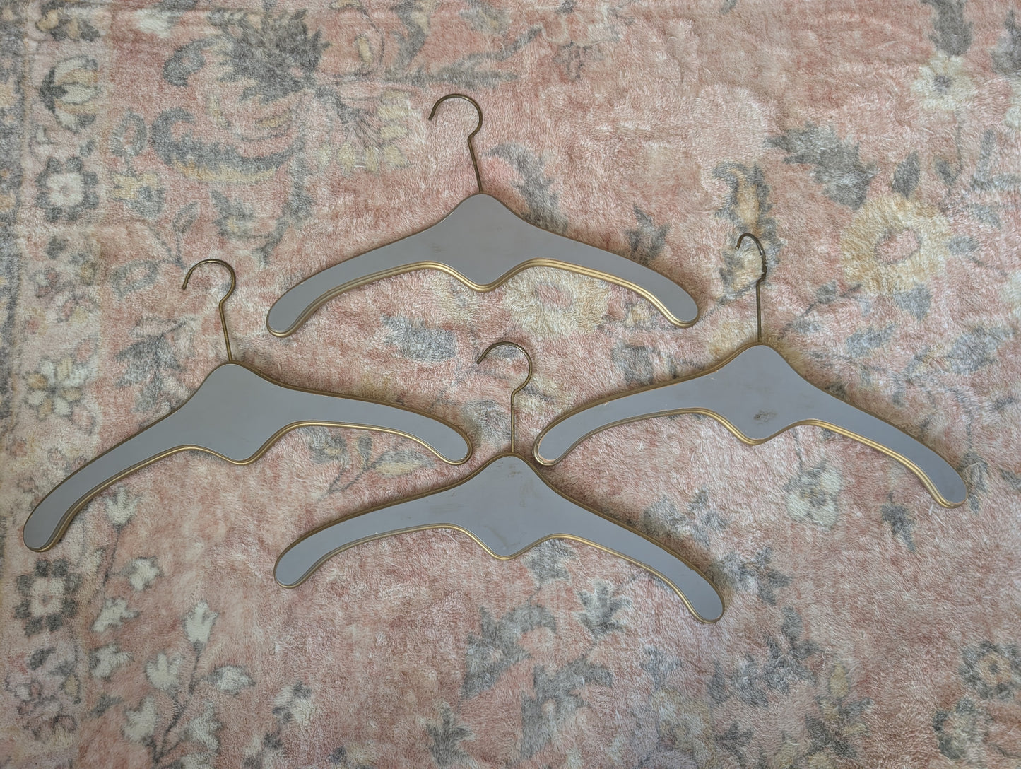 Set Of 4 Hollywood Regency Wooden Hangers Monogrammed D