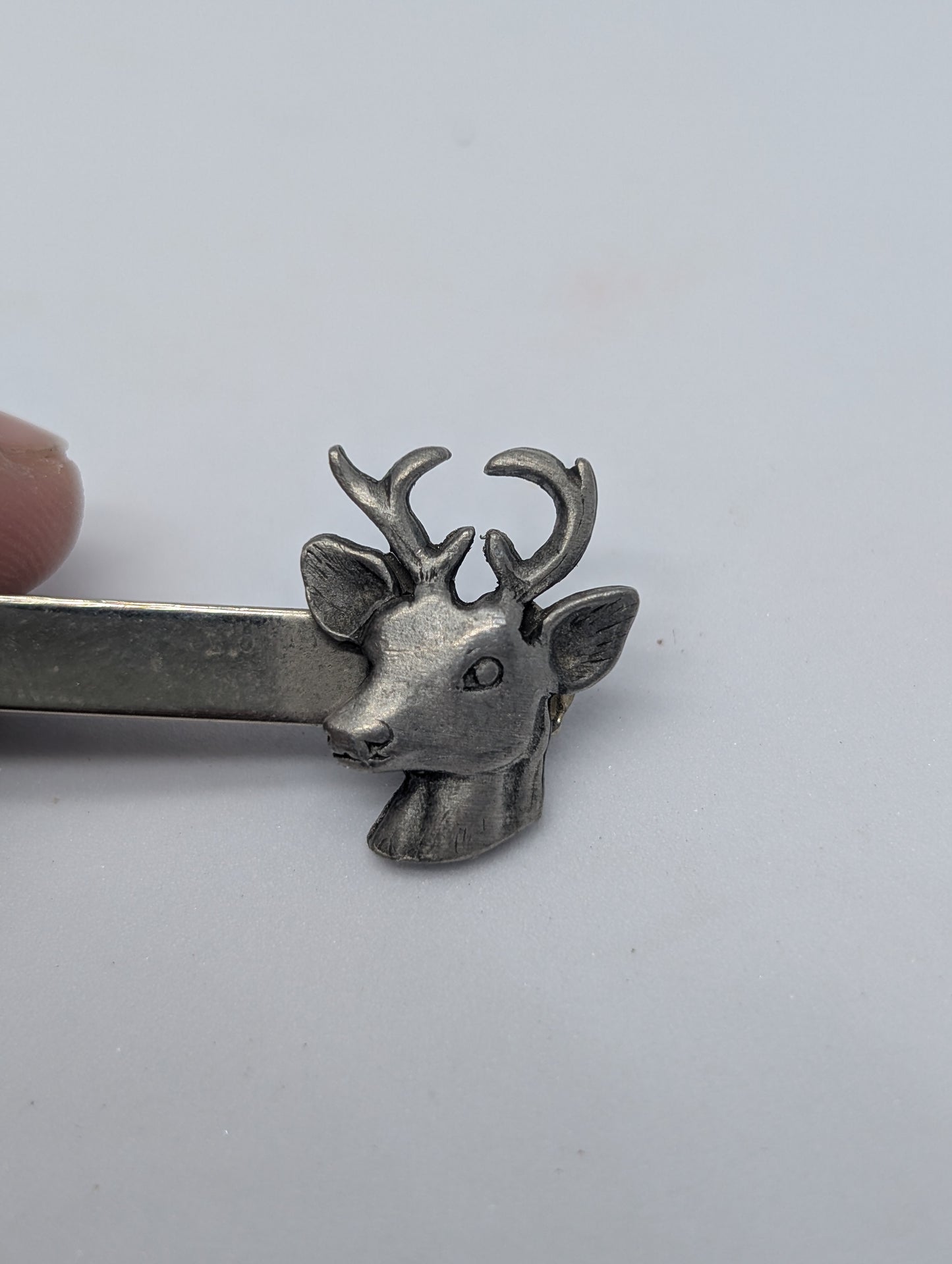 Deer Themed Silver Tone Tie Clip