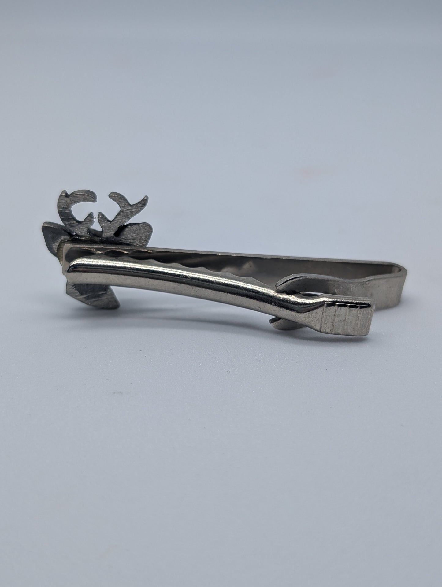 Deer Themed Silver Tone Tie Clip