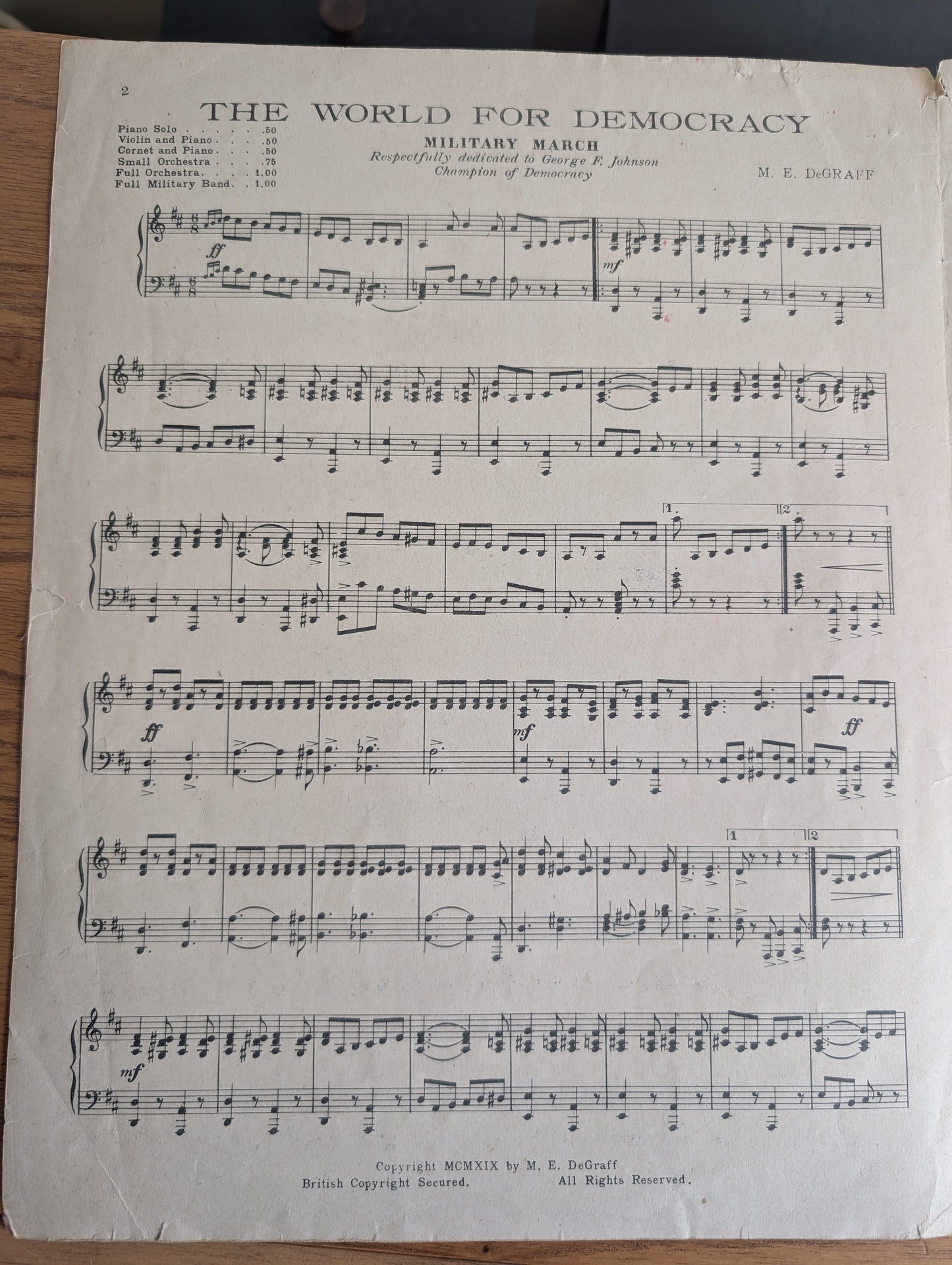 The World for Democracy Military March Sheet Music