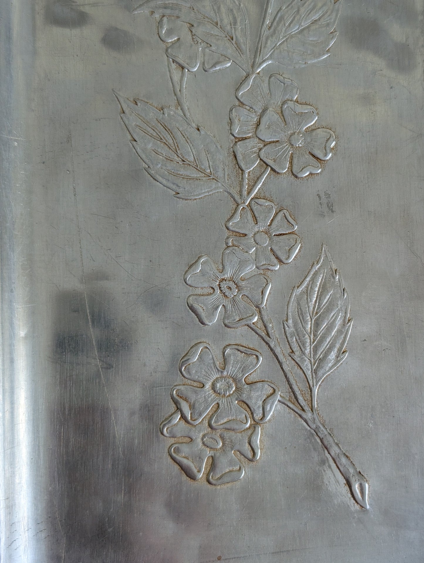 Vintage Hammered Aluminum Dogwood Tray