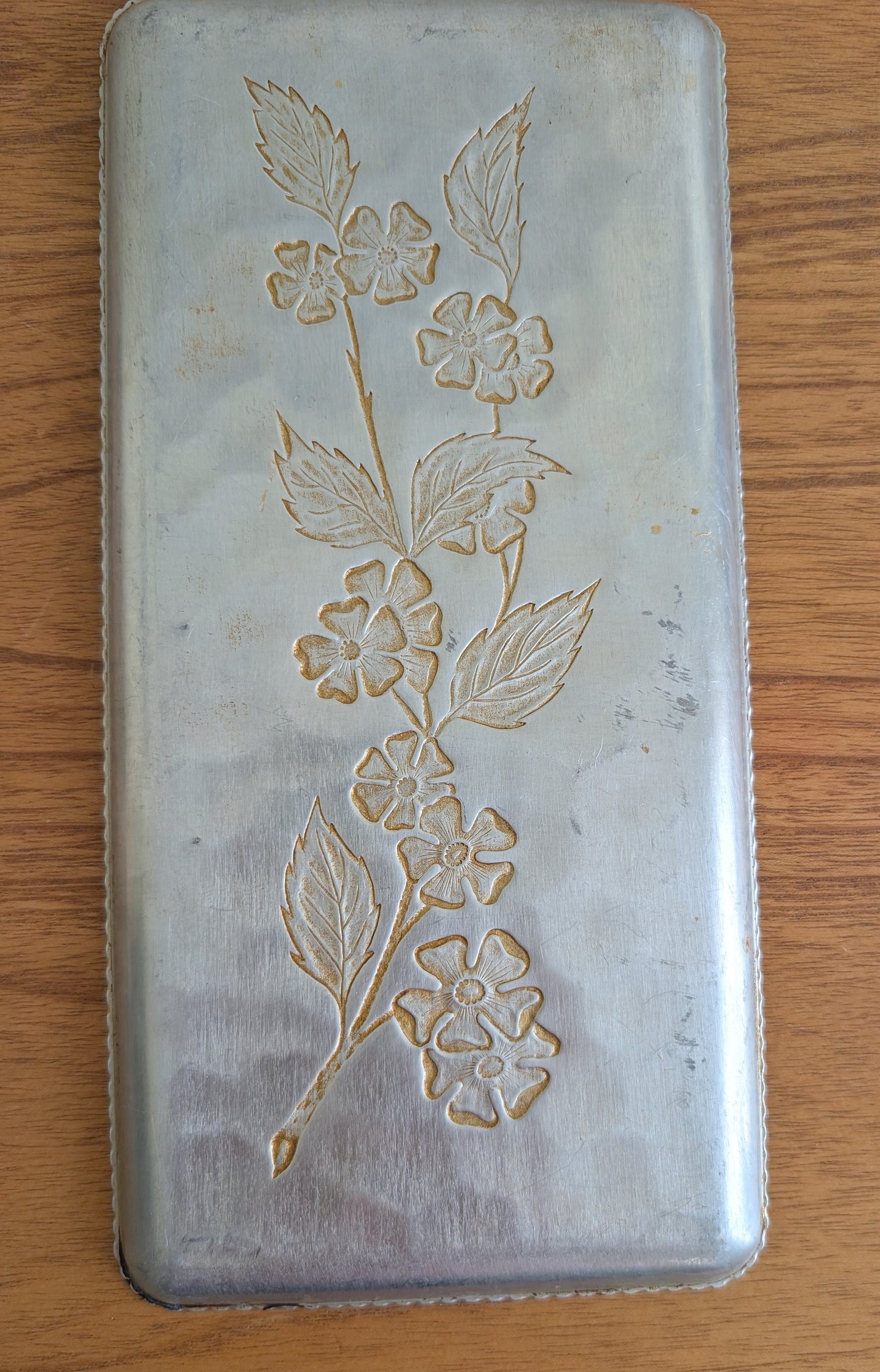 Vintage Hammered Aluminum Dogwood Tray