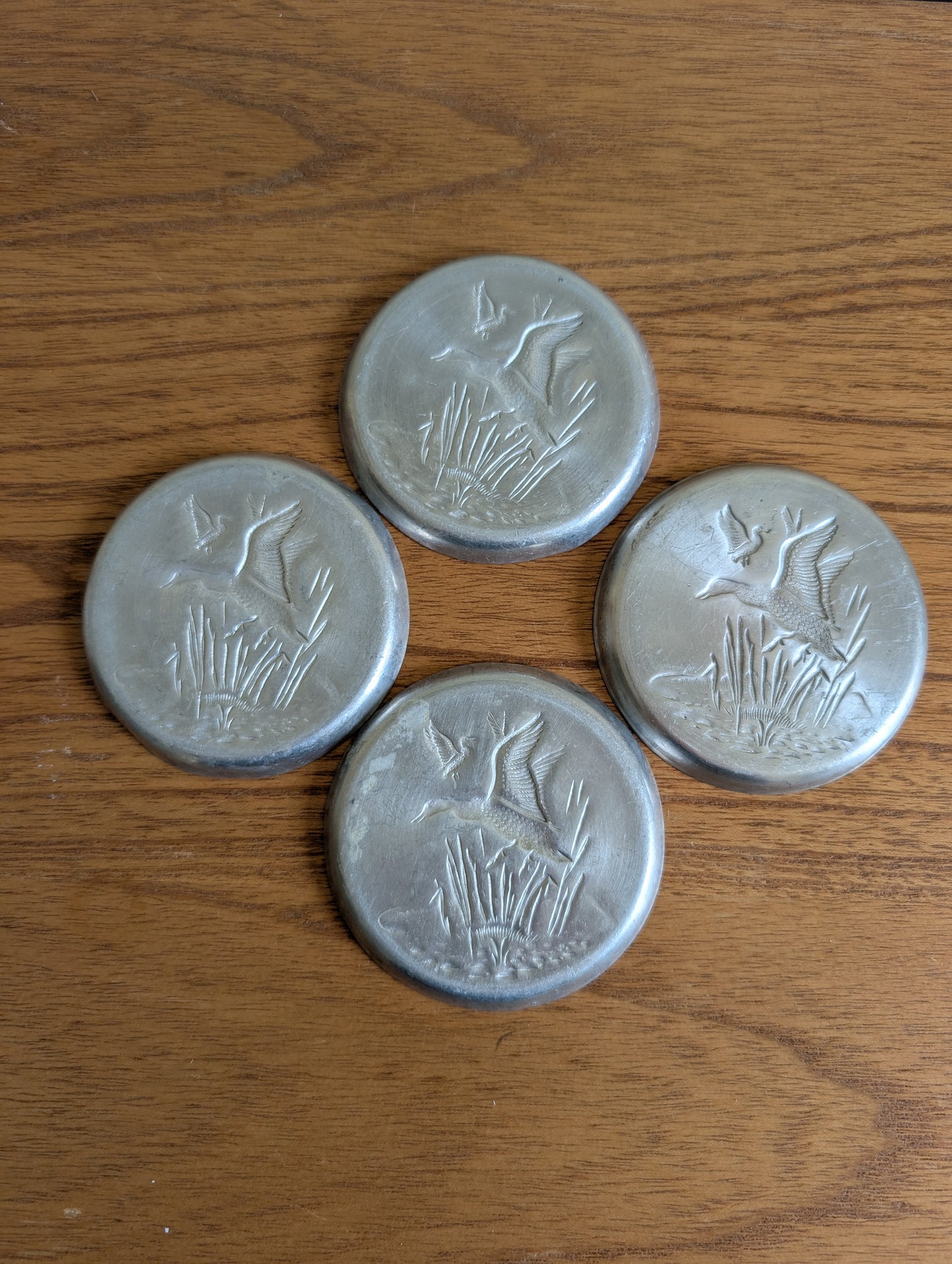 Pressed Aluminum Duck Coasters Set of 4