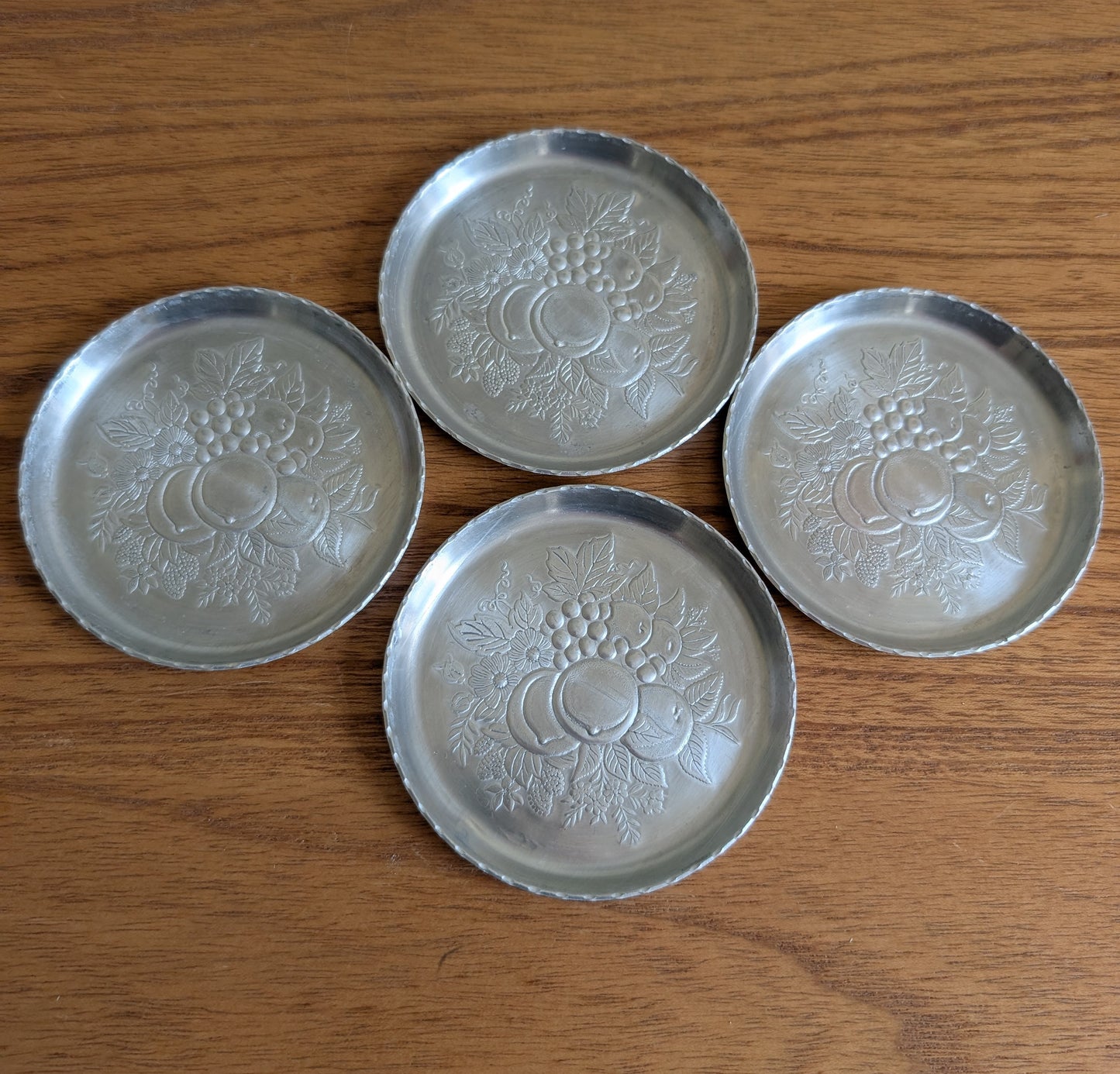 Pressed Aluminum Coasters Set of 4 Fruit and Wildflower
