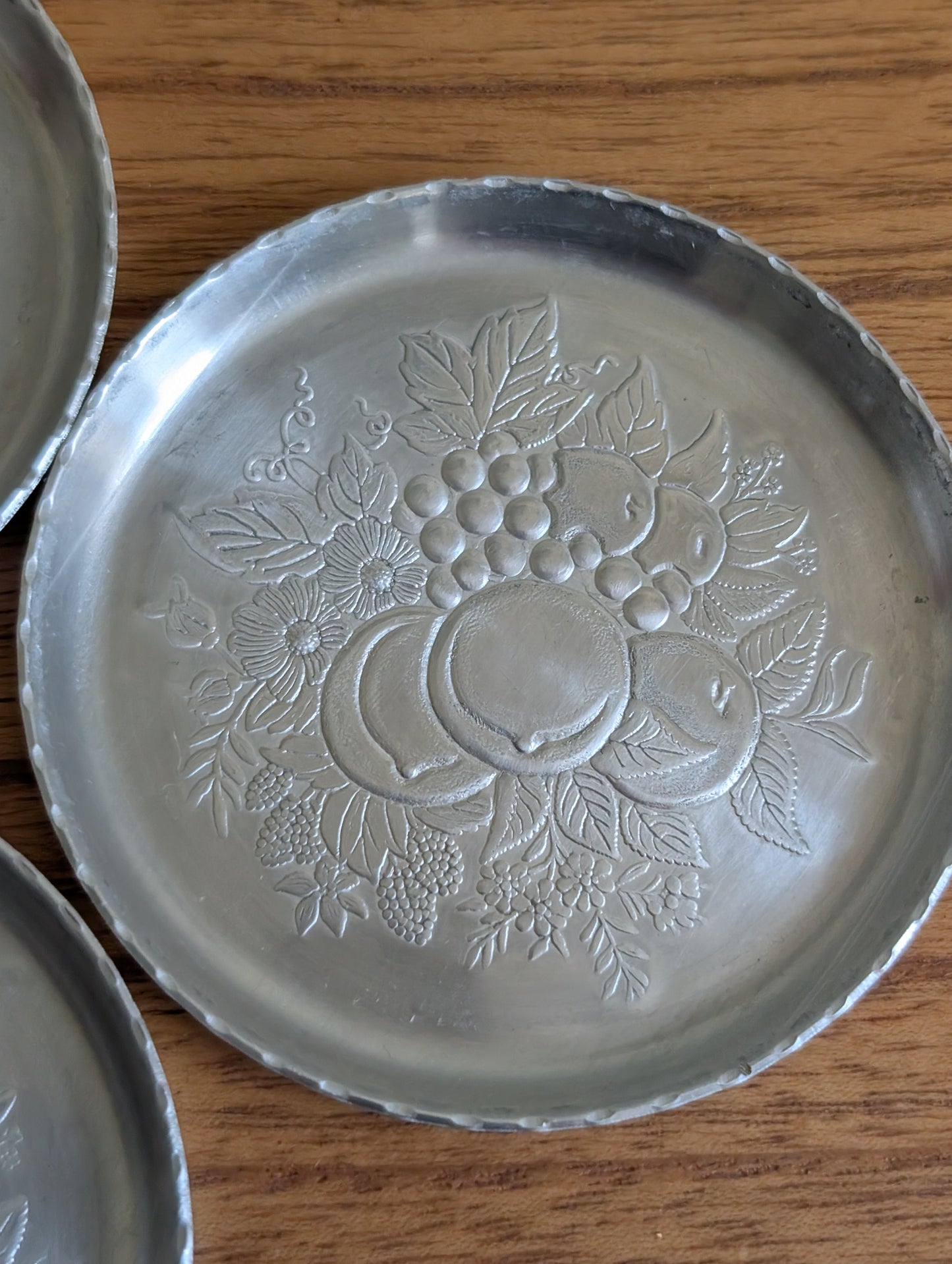Pressed Aluminum Coasters Set of 4 Fruit and Wildflower