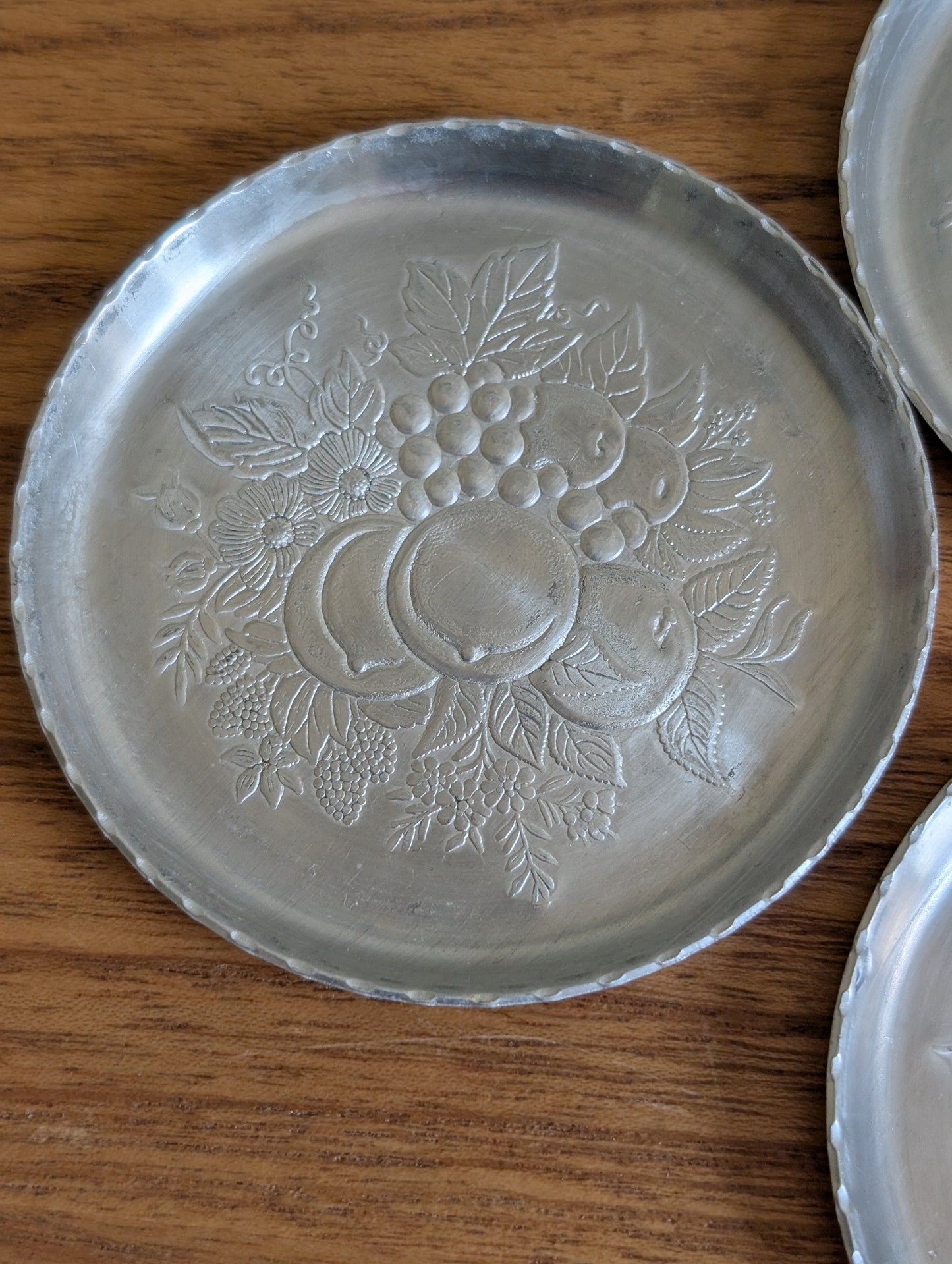 Pressed Aluminum Coasters Set of 4 Fruit and Wildflower