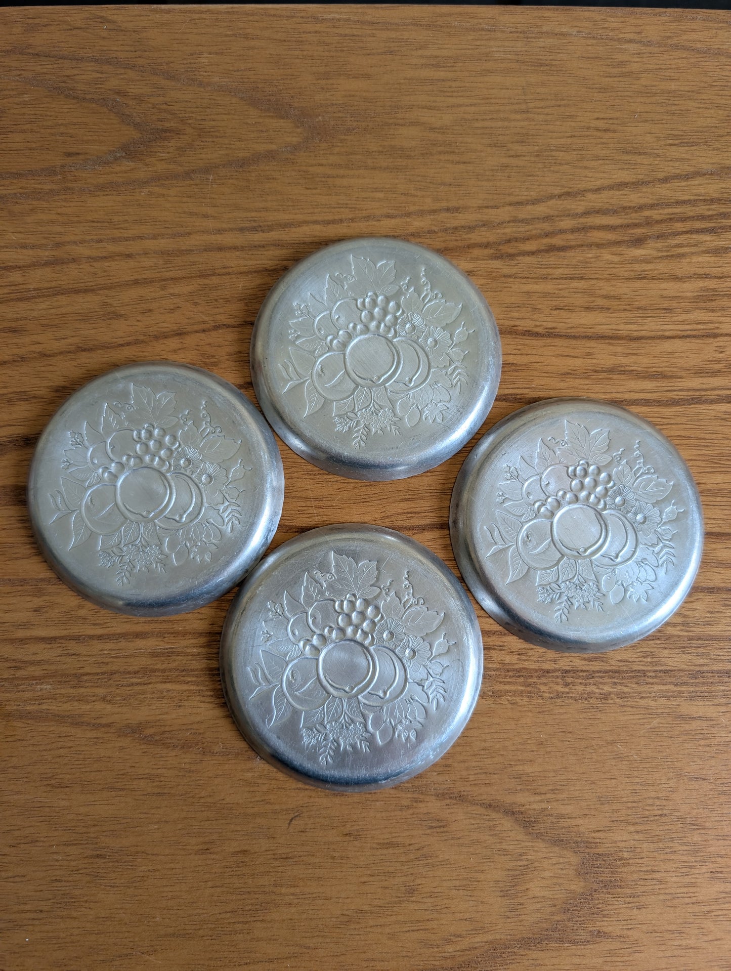 Pressed Aluminum Coasters Set of 4 Fruit and Wildflower