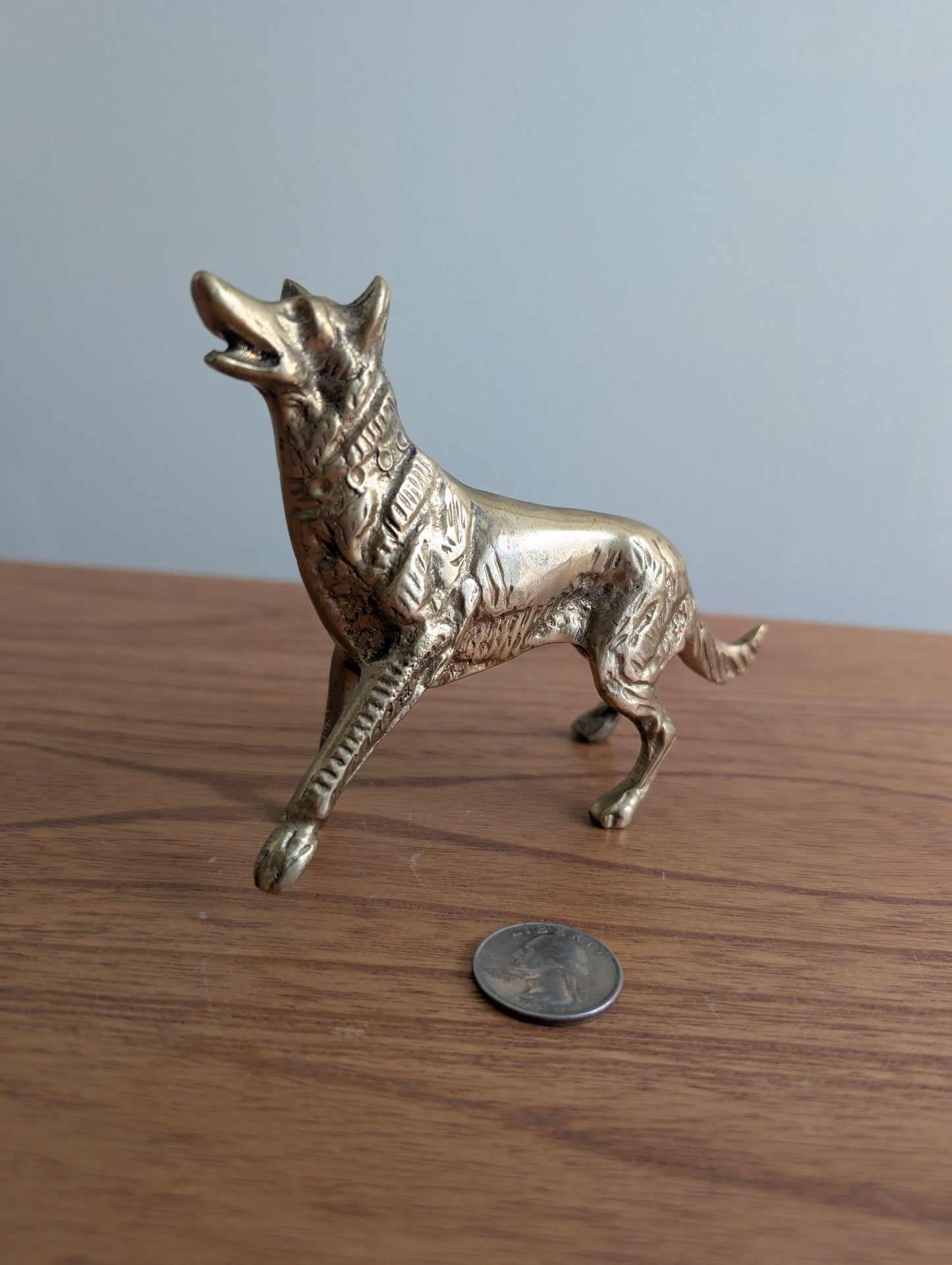 Brass German Shephard Dog Figurine