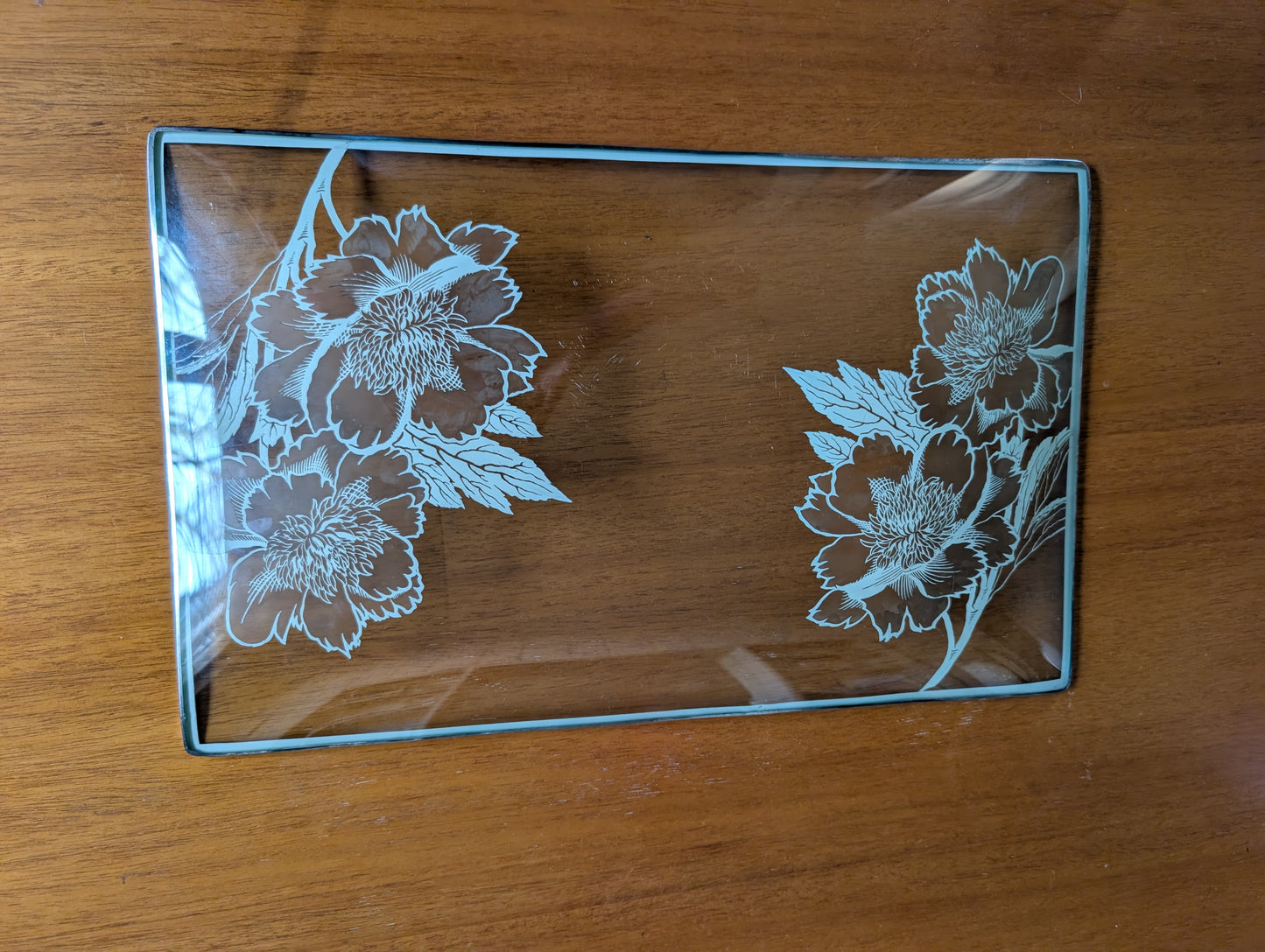 Vintage Silver Overlay on Glass Floral