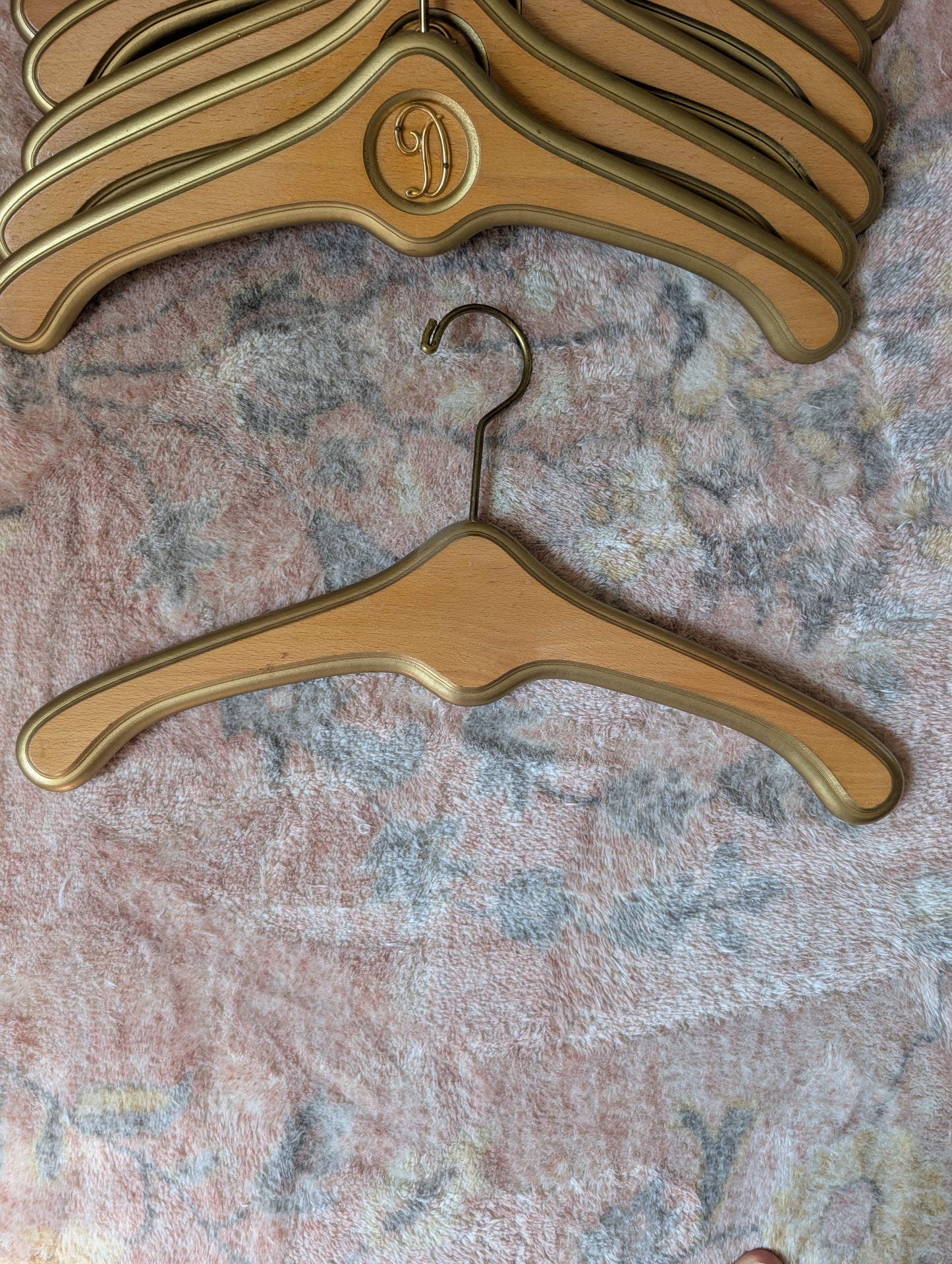 Set Of 9 Vintage Hollywood Regency Hangers Monogrammed D