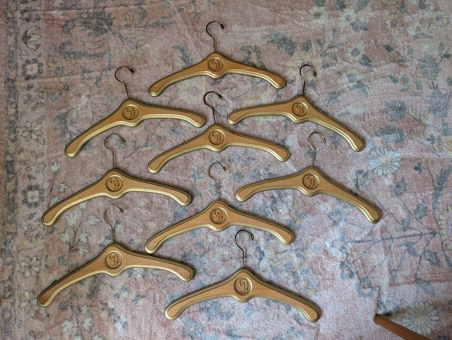 Set Of 9 Vintage Hollywood Regency Hangers Monogrammed D