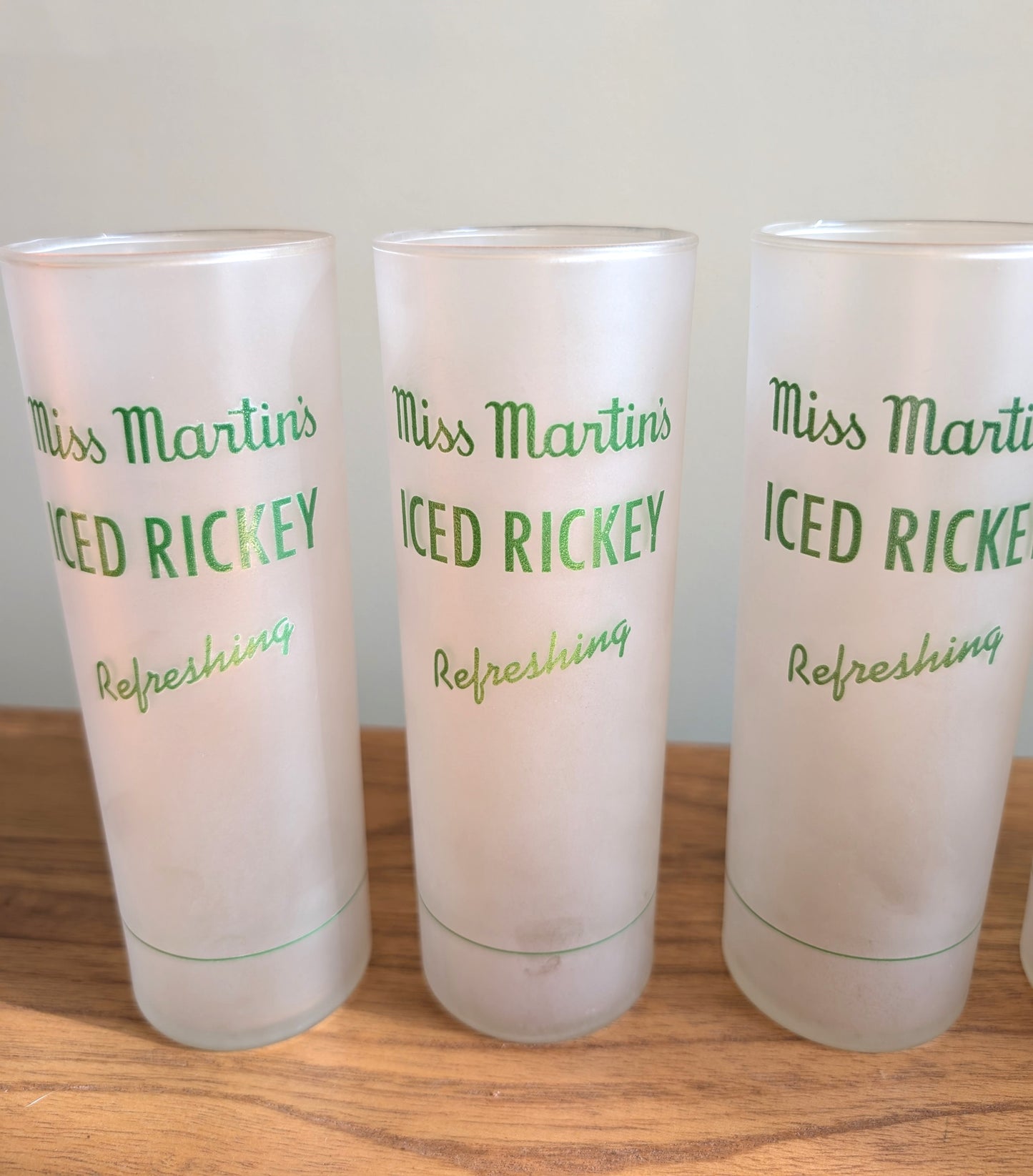Six Gin Rickey or Iced Rickey Frosted Highball Glasses Vintage Mid Century MCM Barware