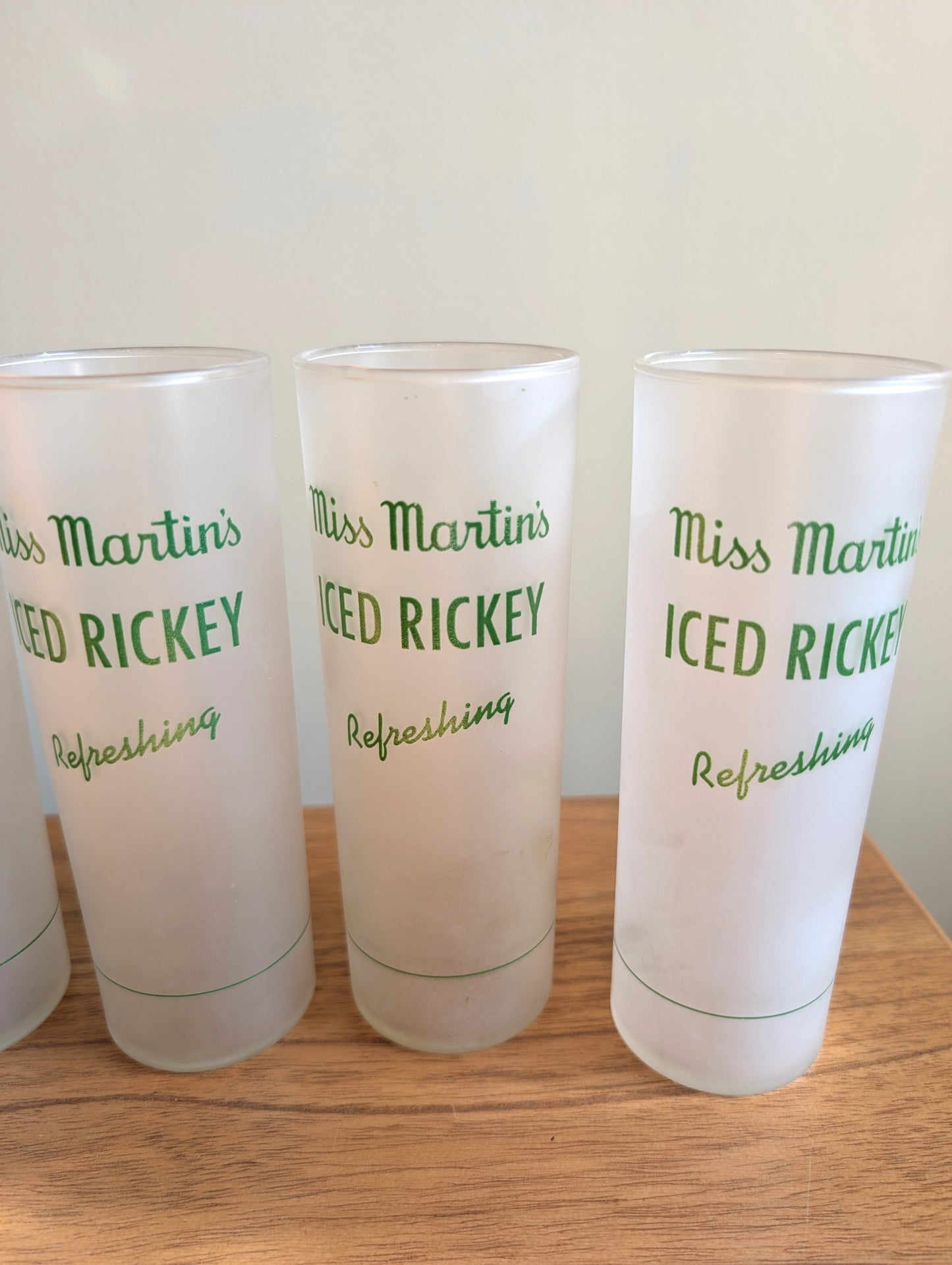 Six Gin Rickey or Iced Rickey Frosted Highball Glasses Vintage Mid Century MCM Barware