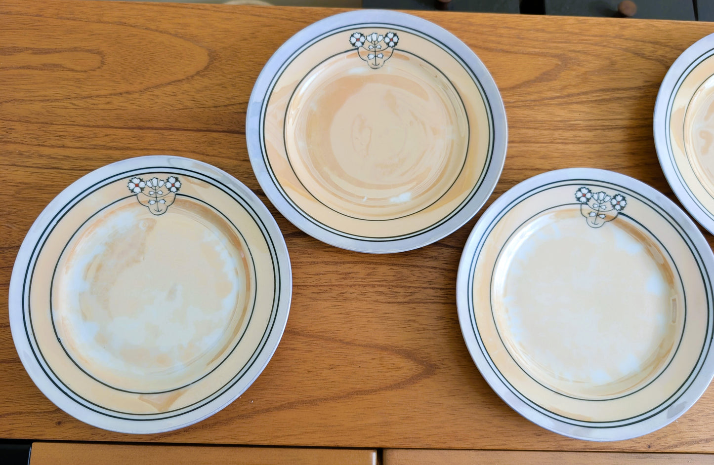 5 Art Deco Hand Painted Japanese Lusterware Salad Plates